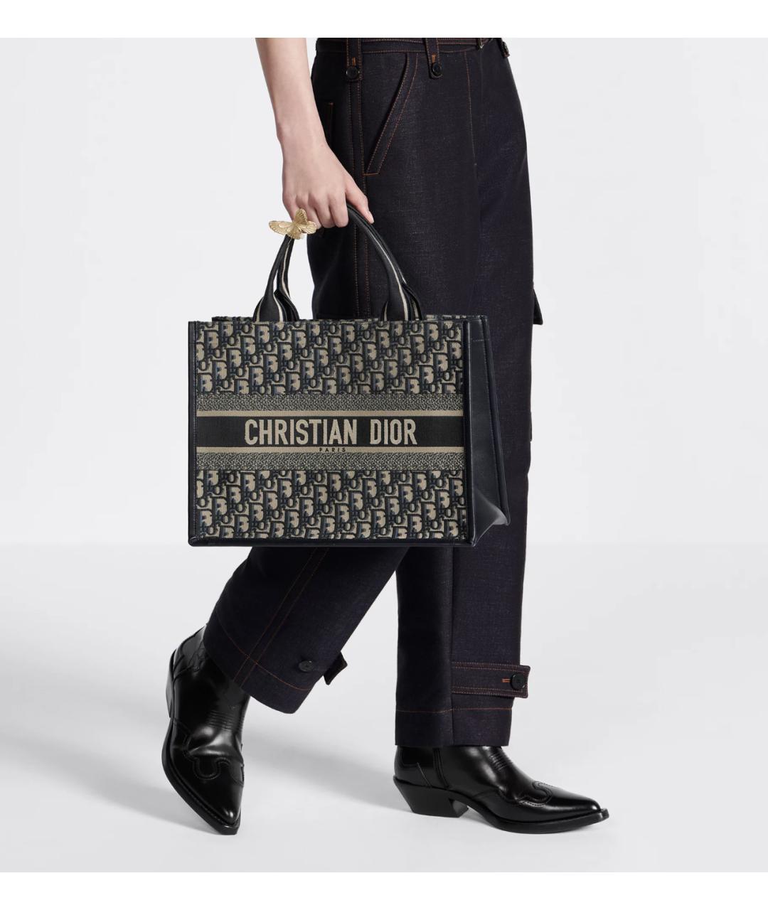 CHRISTIAN DIOR Синяя тканевая сумка тоут, фото 2