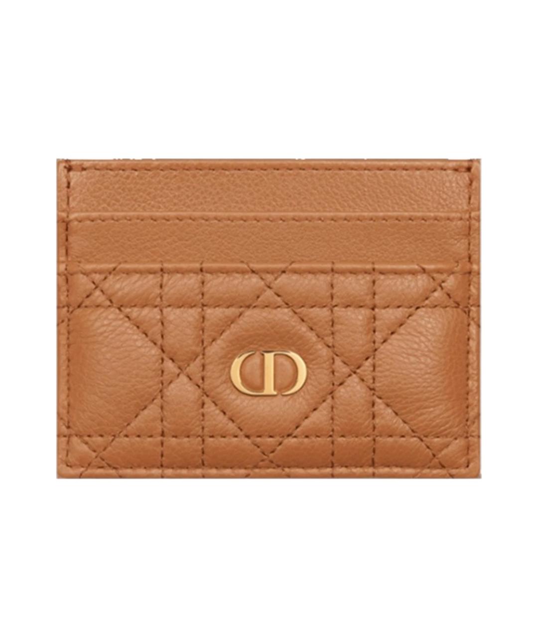 CHRISTIAN DIOR Коричневый кожаный кардхолдер, фото 1