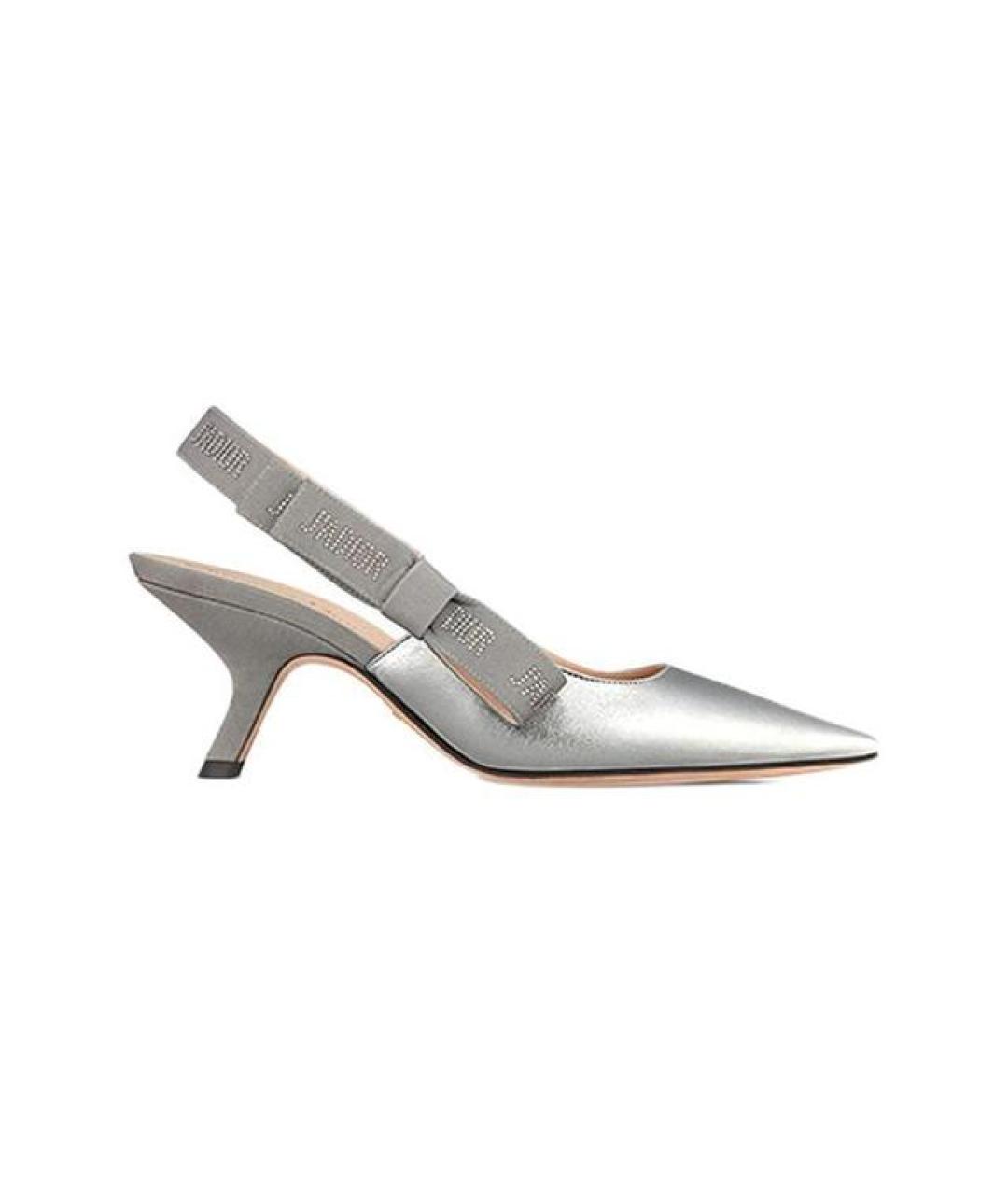 CHRISTIAN DIOR Серебряные кожаные туфли, фото 1