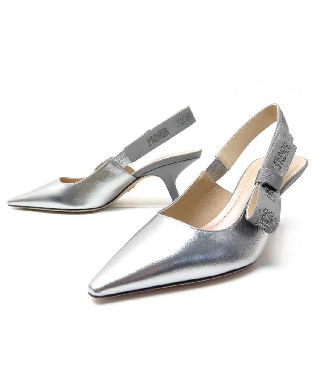 CHRISTIAN DIOR Серебряные кожаные туфли, фото 3