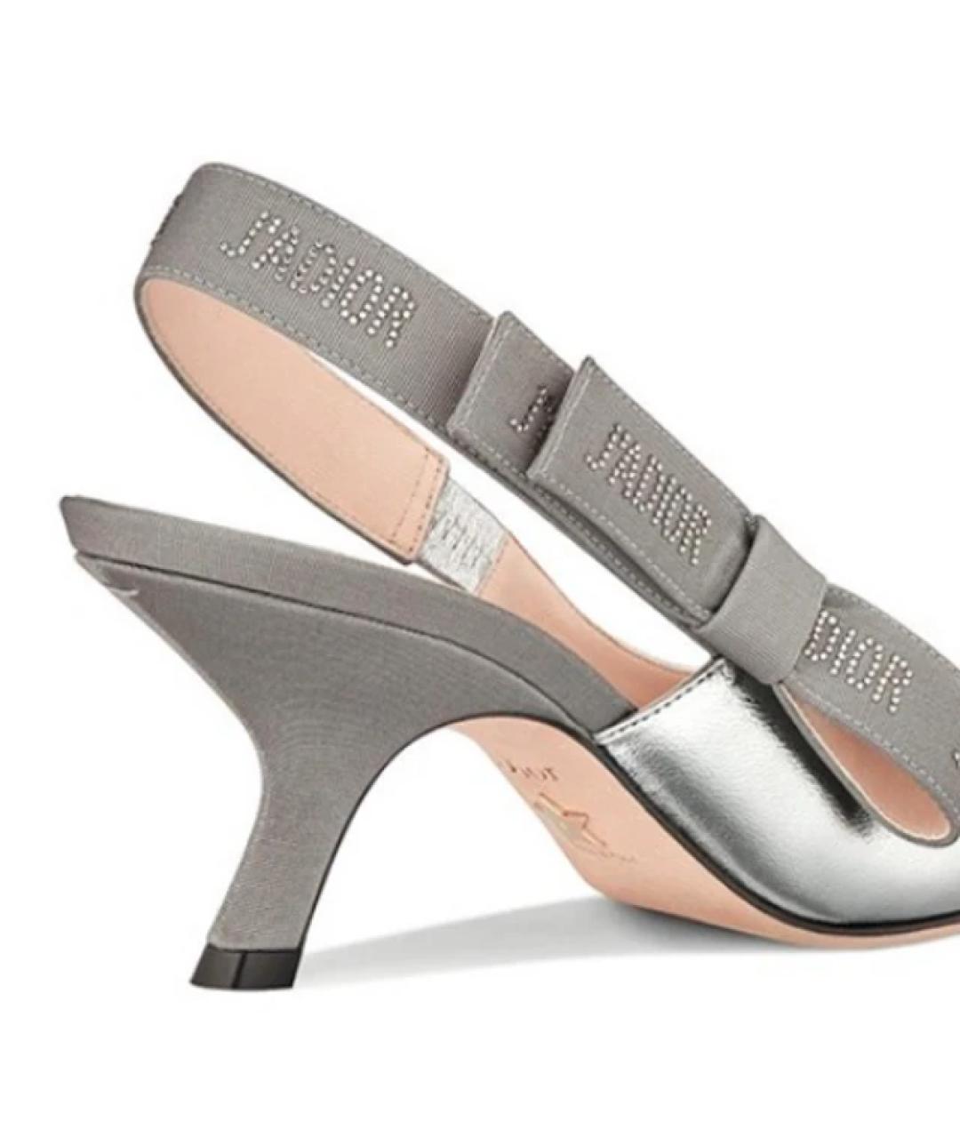 CHRISTIAN DIOR Серебряные кожаные туфли, фото 2