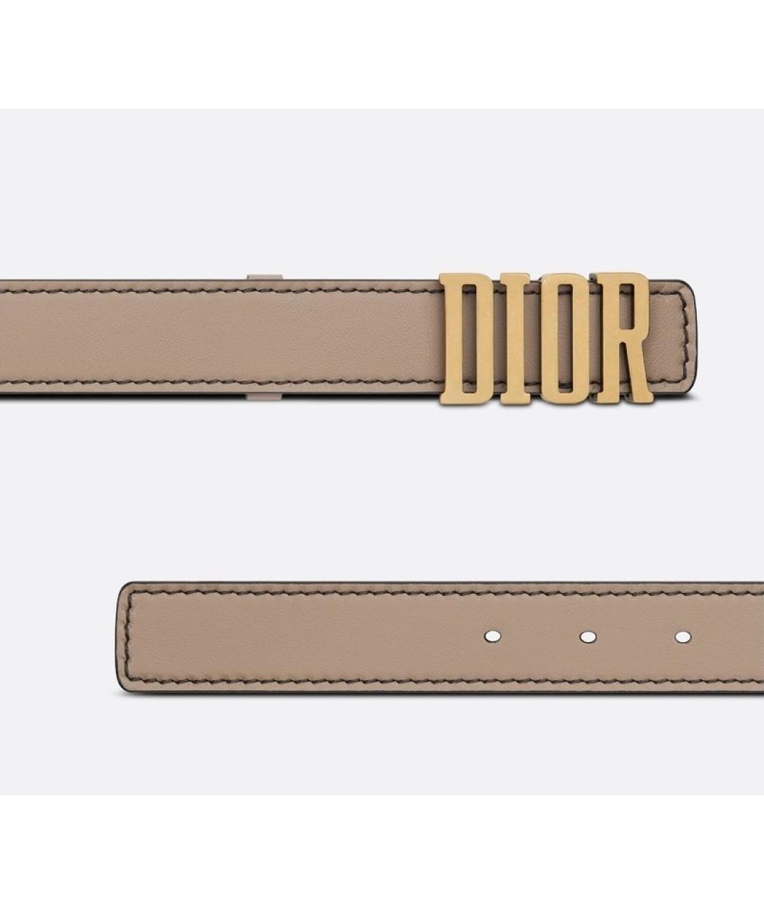 CHRISTIAN DIOR Бежевый кожаный ремень, фото 2