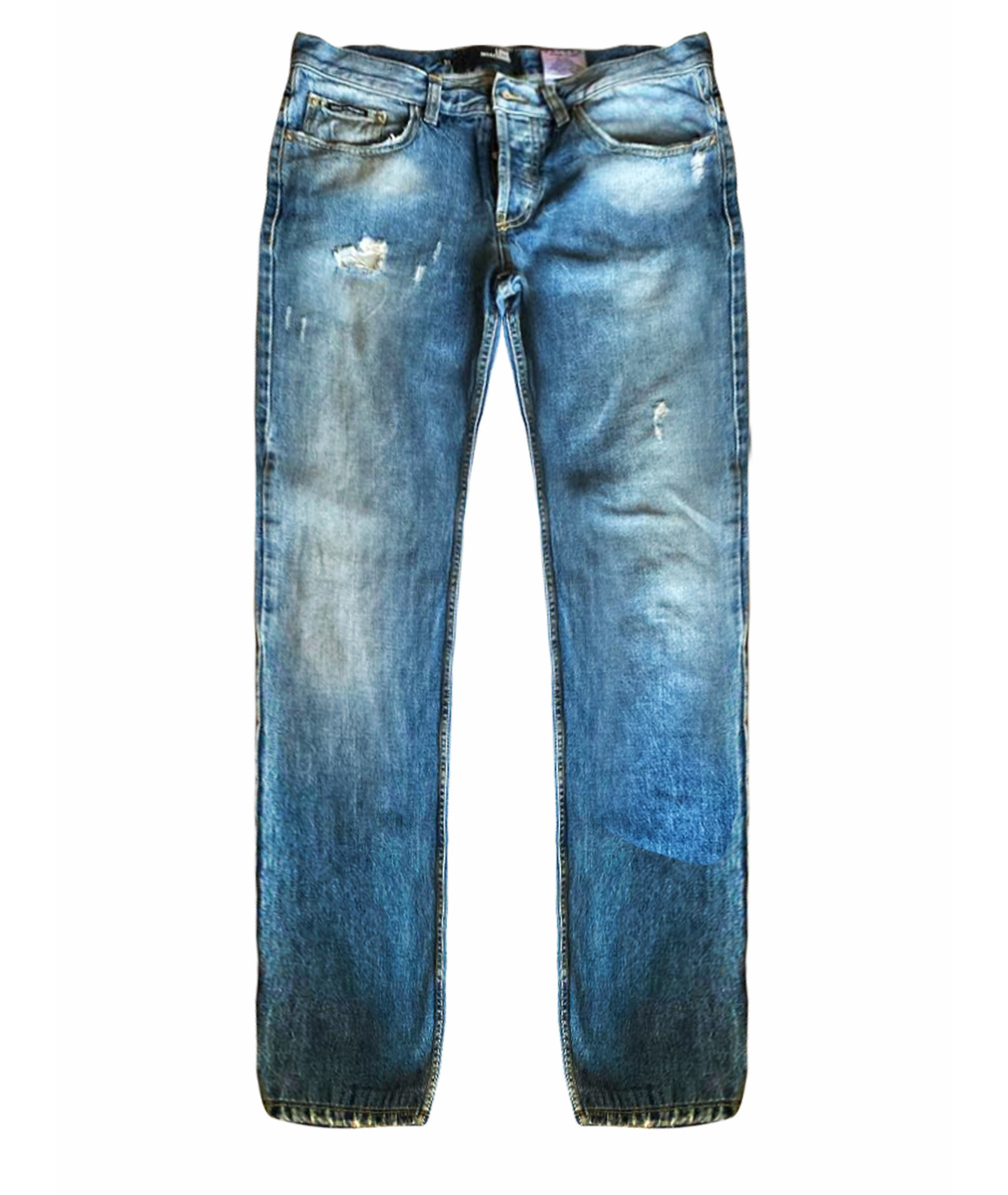 LOVE MOSCHINO Синие хлопковые прямые джинсы, фото 1