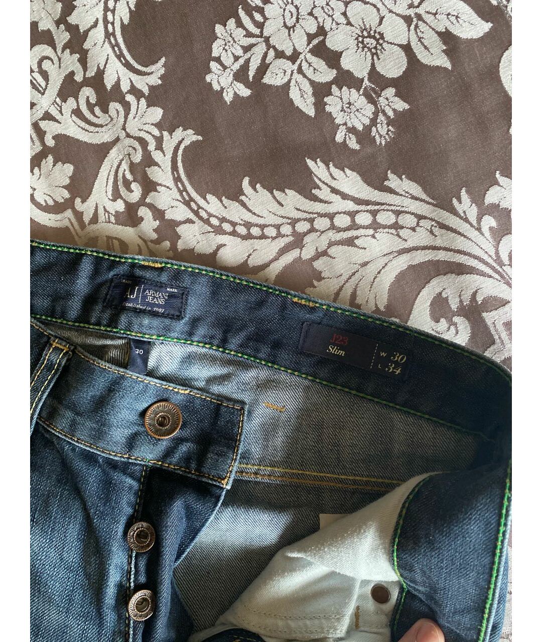 ARMANI JEANS Хлопковые прямые джинсы, фото 3