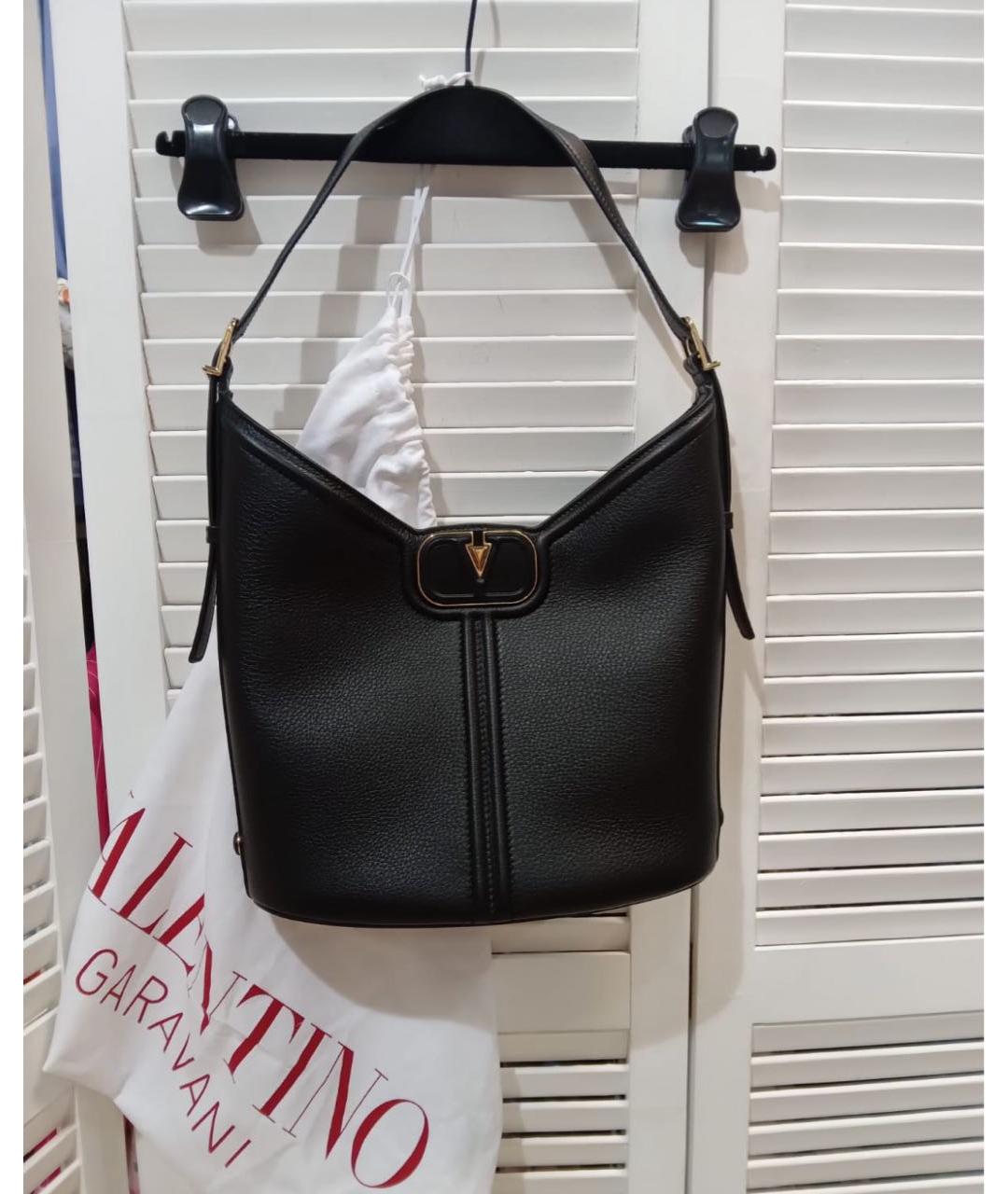 VALENTINO Черная кожаная сумка с короткими ручками, фото 2