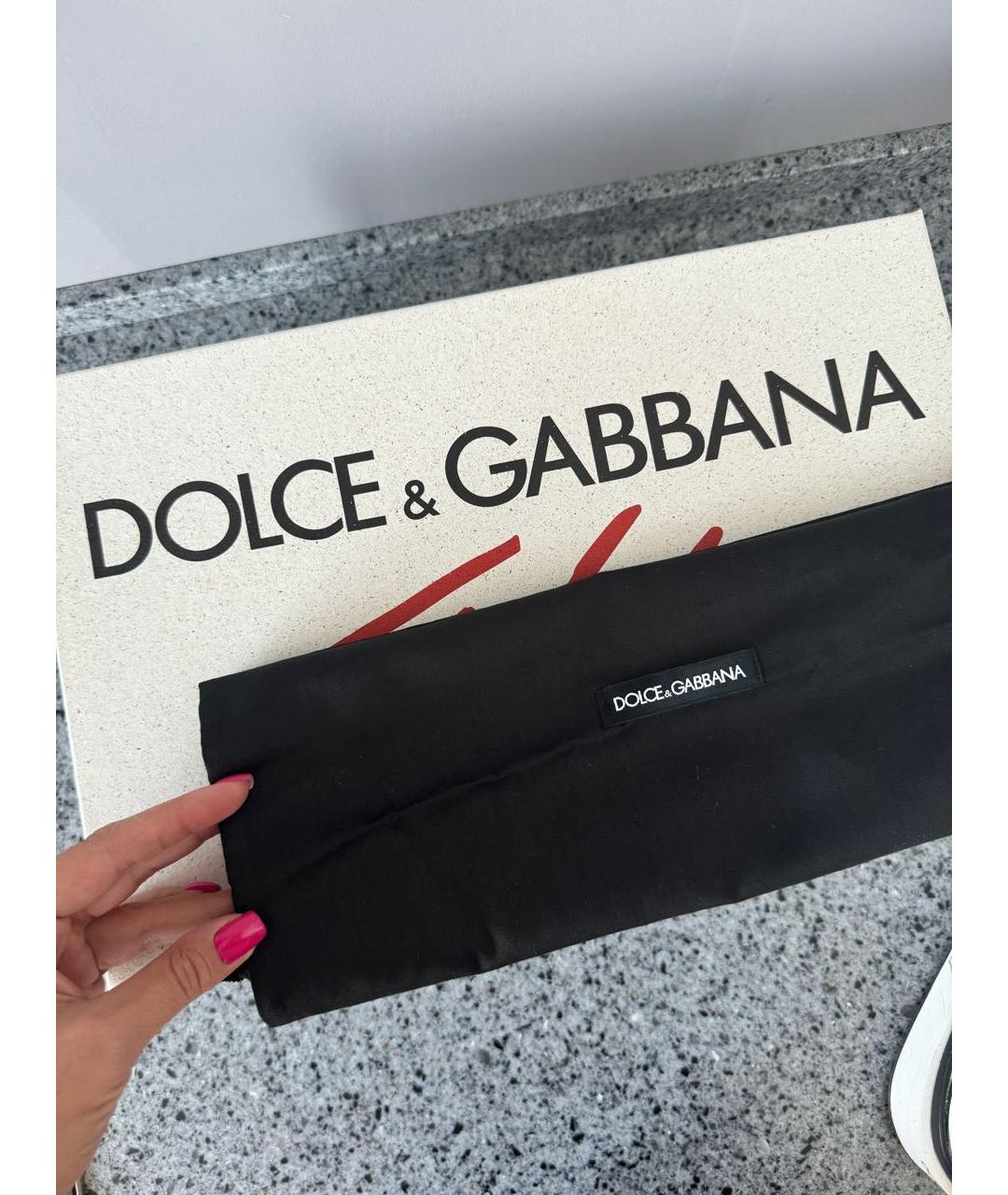 DOLCE&GABBANA Белые кожаные кроссовки, фото 5