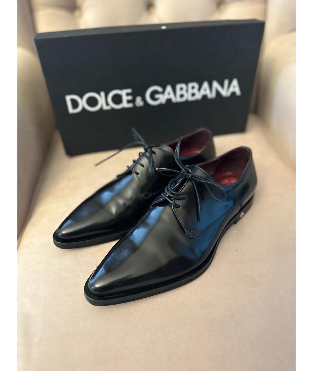 DOLCE&GABBANA Черные кожаные туфли, фото 7