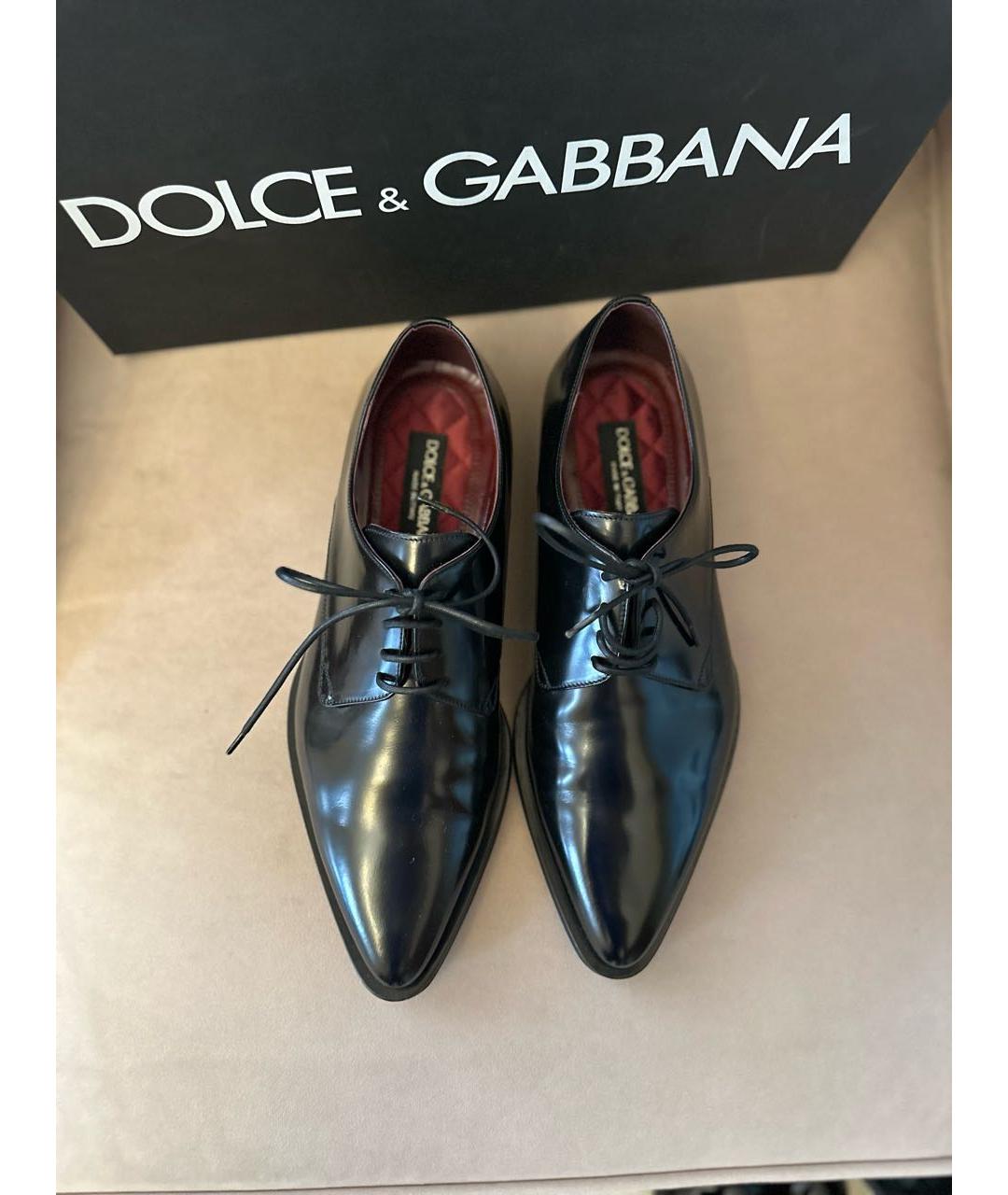 DOLCE&GABBANA Черные кожаные туфли, фото 2