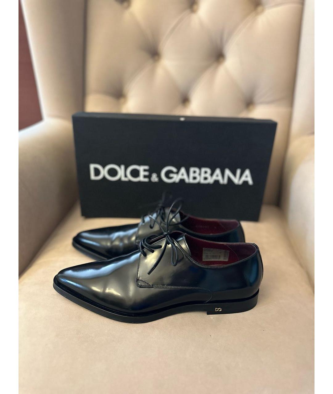 DOLCE&GABBANA Черные кожаные туфли, фото 9