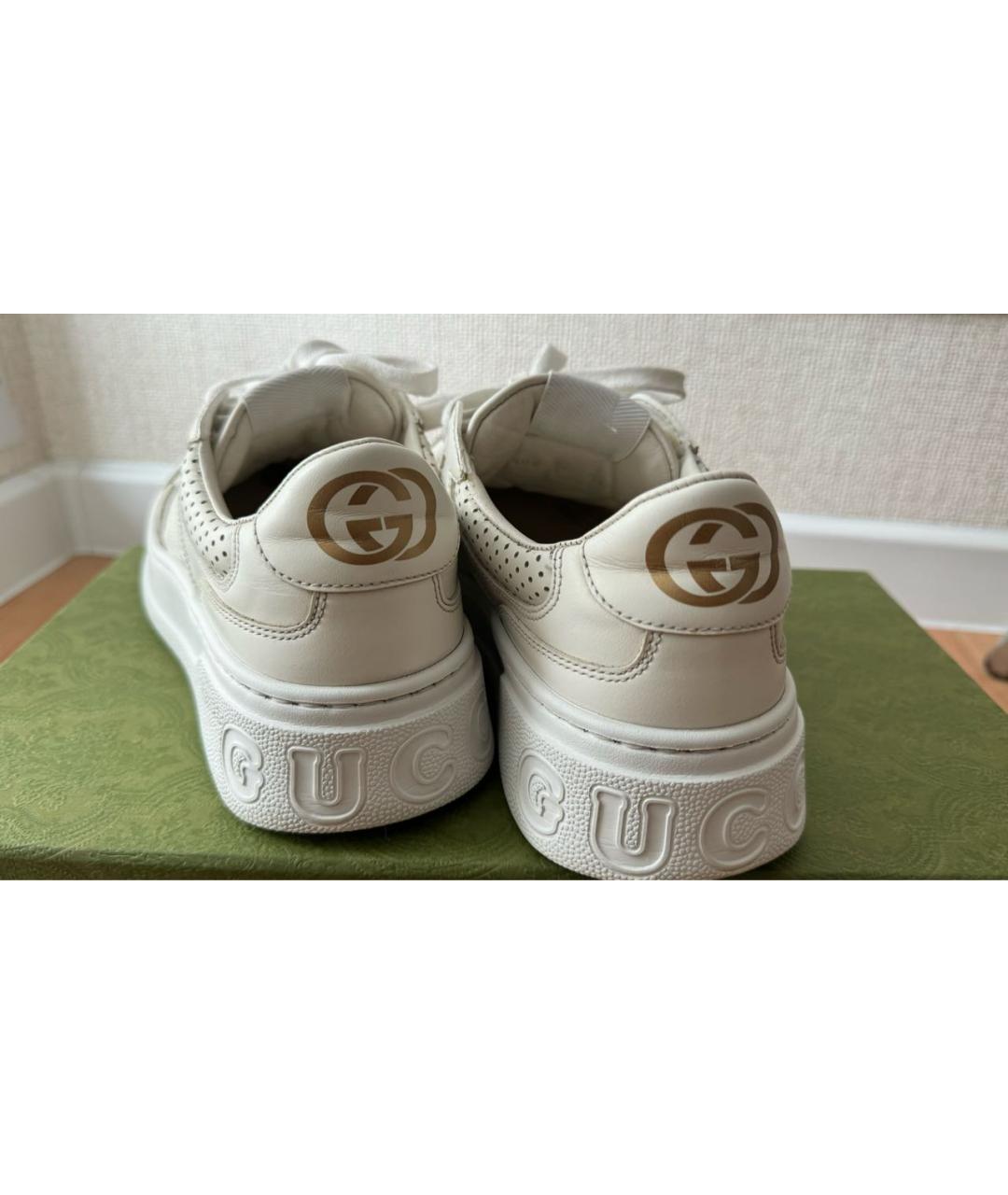 GUCCI Белые кроссовки из искусственной кожи, фото 3
