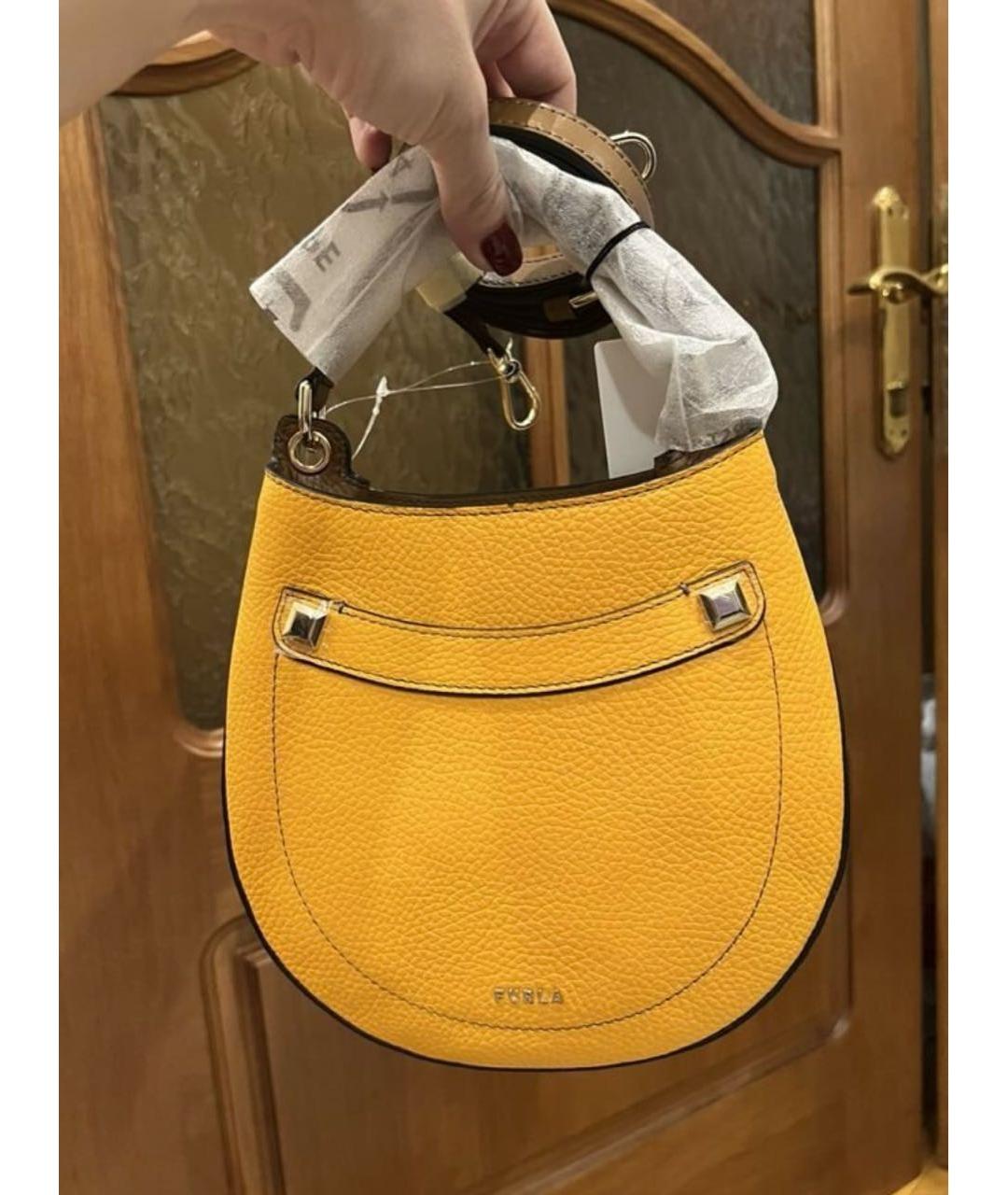 FURLA Желтая кожаная сумка через плечо, фото 2