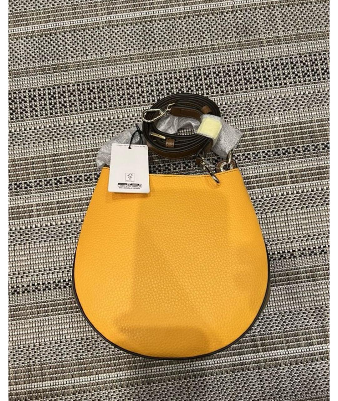 FURLA Желтая кожаная сумка через плечо, фото 3
