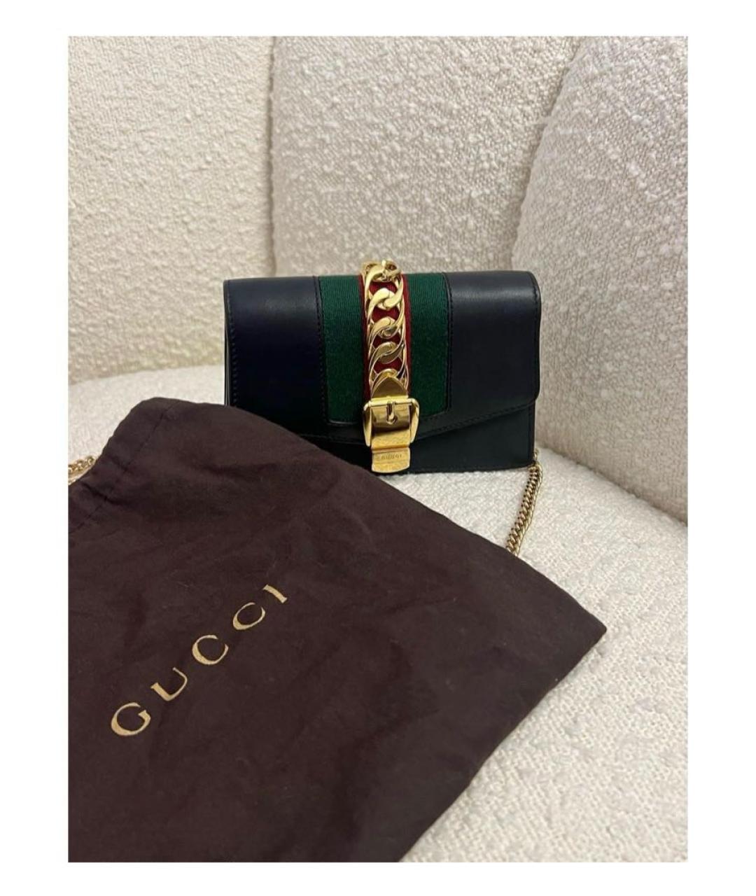 GUCCI Черная кожаная сумка через плечо, фото 3