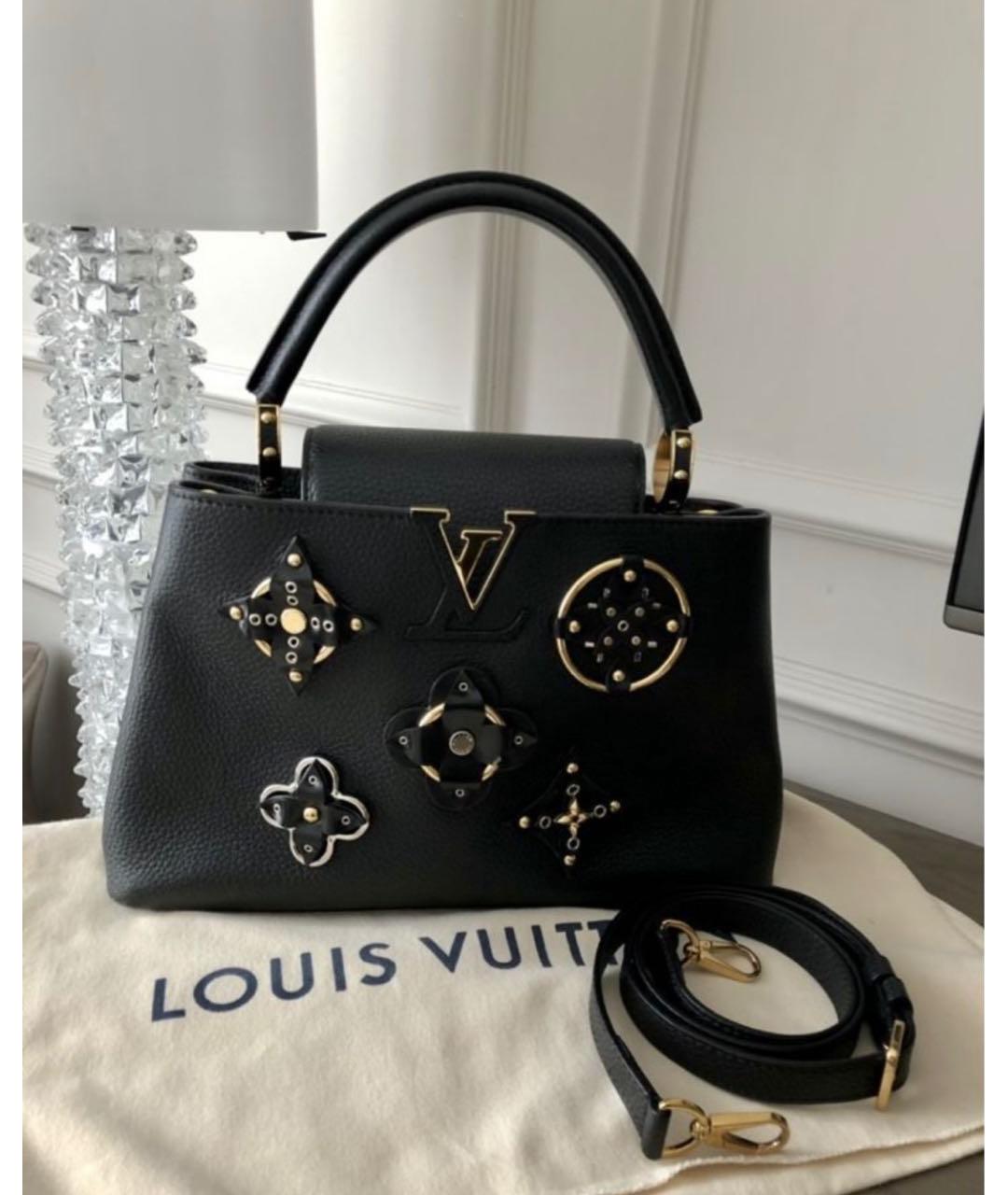 LOUIS VUITTON Черная кожаная сумка с короткими ручками, фото 9