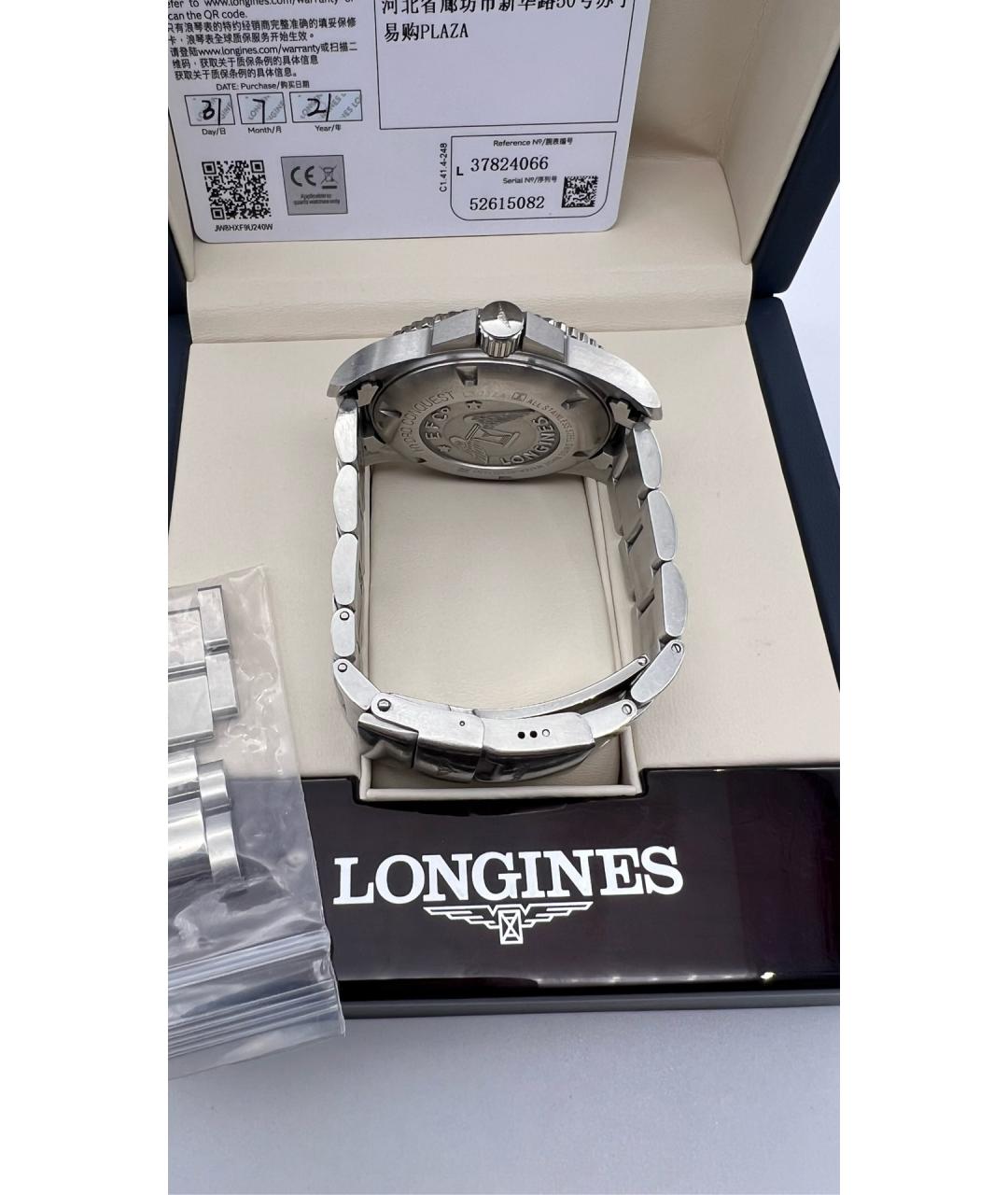 LONGINES Черные стальные часы, фото 6