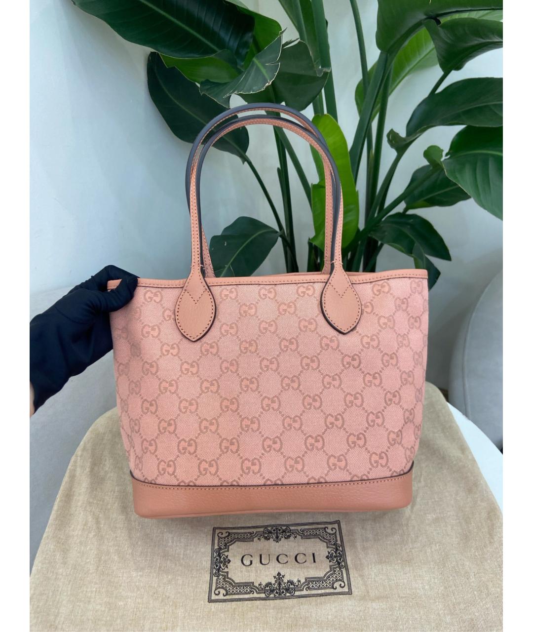 GUCCI Розовая кожаная сумка тоут, фото 2