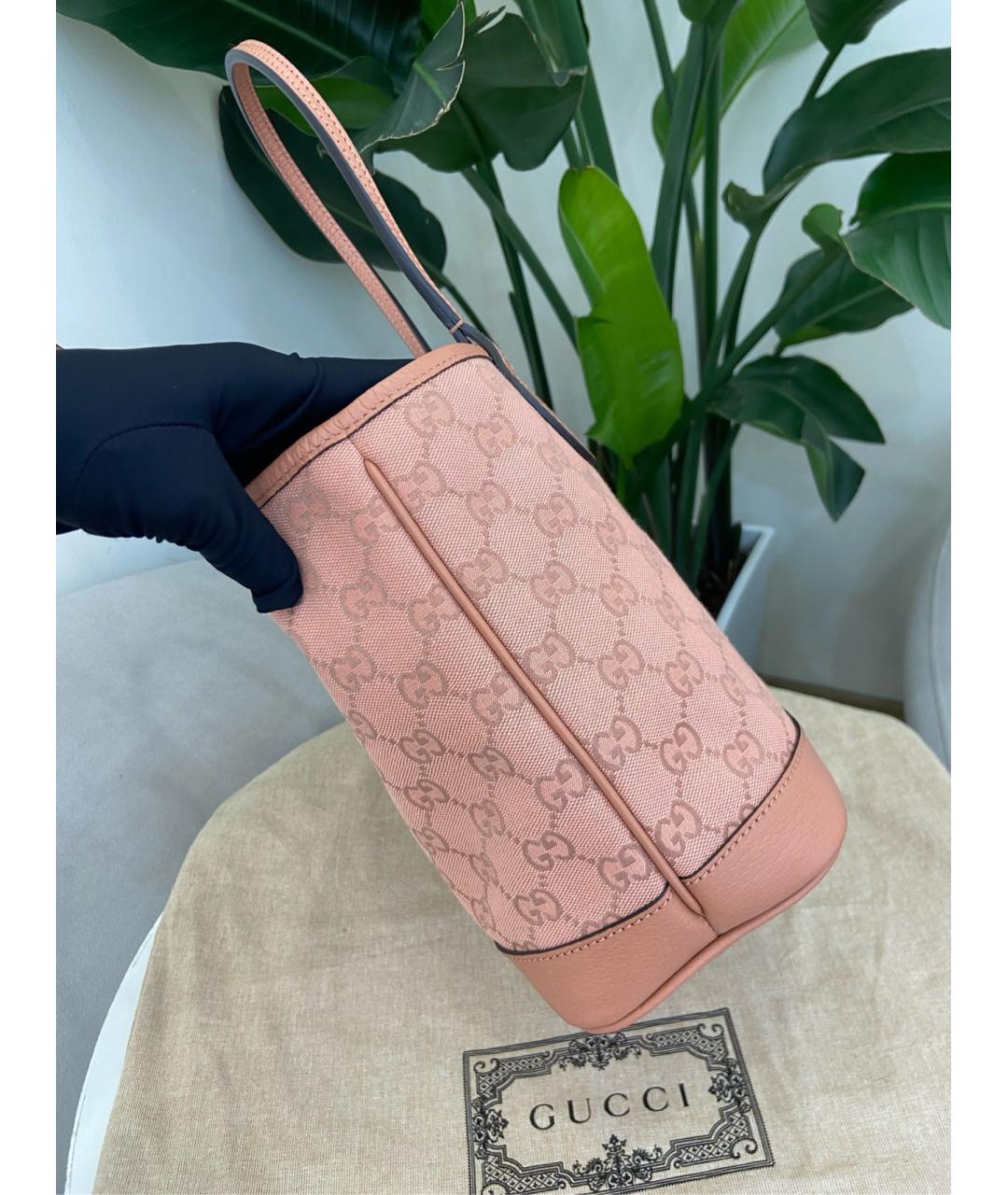 GUCCI Розовая кожаная сумка тоут, фото 4