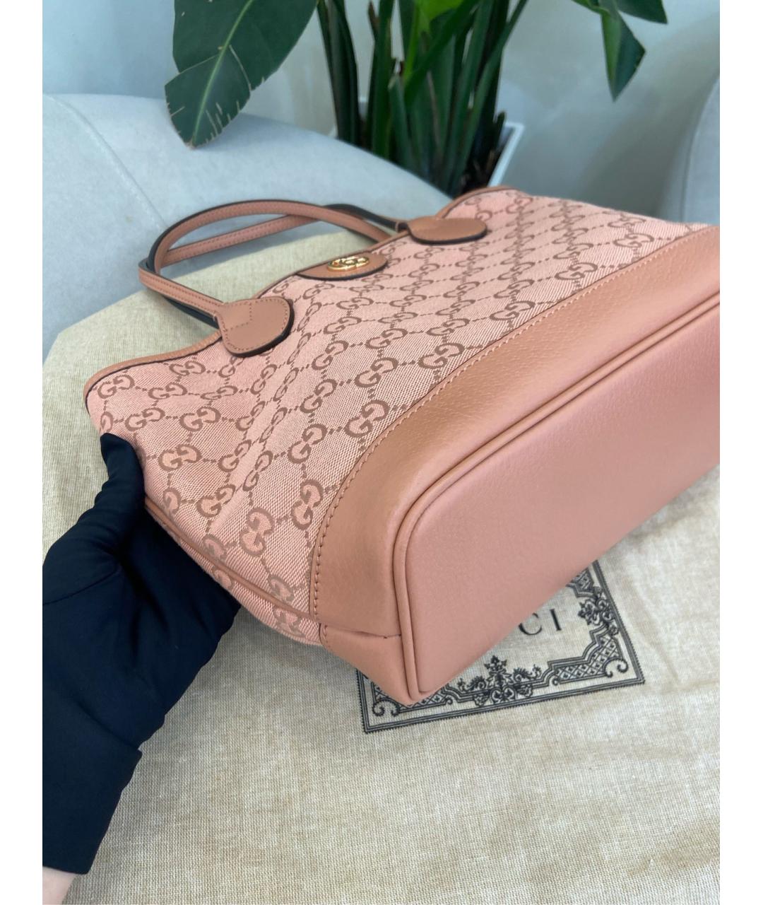GUCCI Розовая кожаная сумка тоут, фото 6