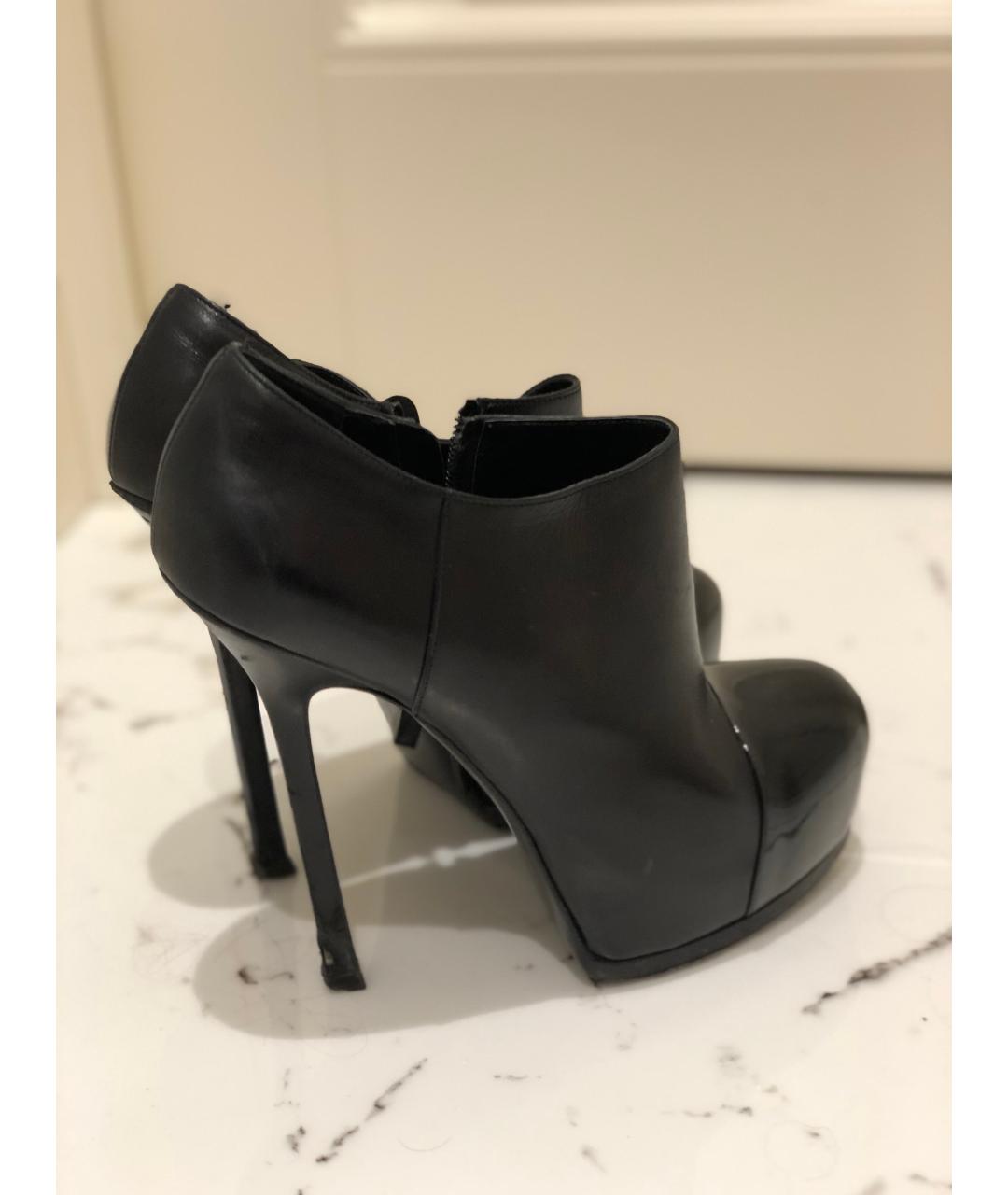 SAINT LAURENT Черные кожаные ботильоны, фото 2