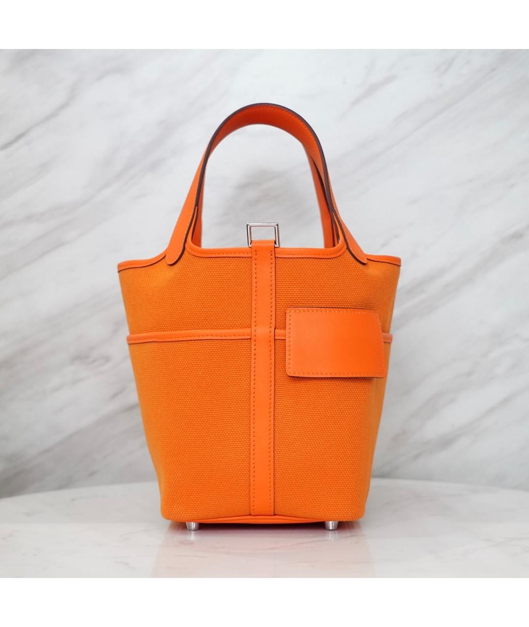 HERMES Оранжевая деним сумка через плечо, фото 7