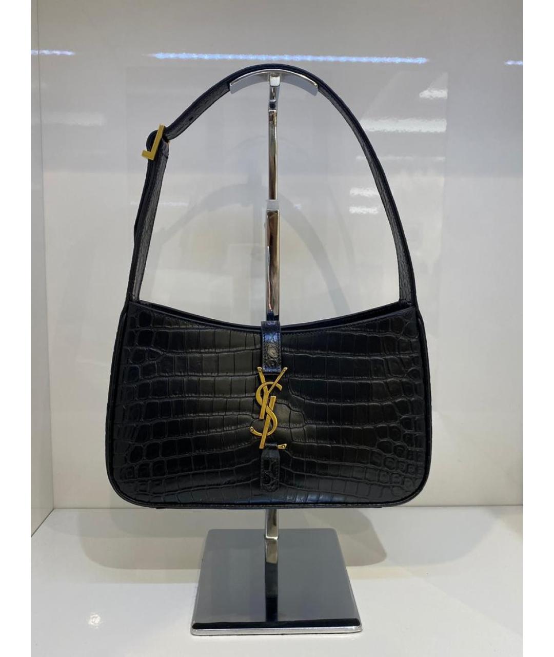 SAINT LAURENT Черная сумка с короткими ручками из лакированной кожи, фото 3