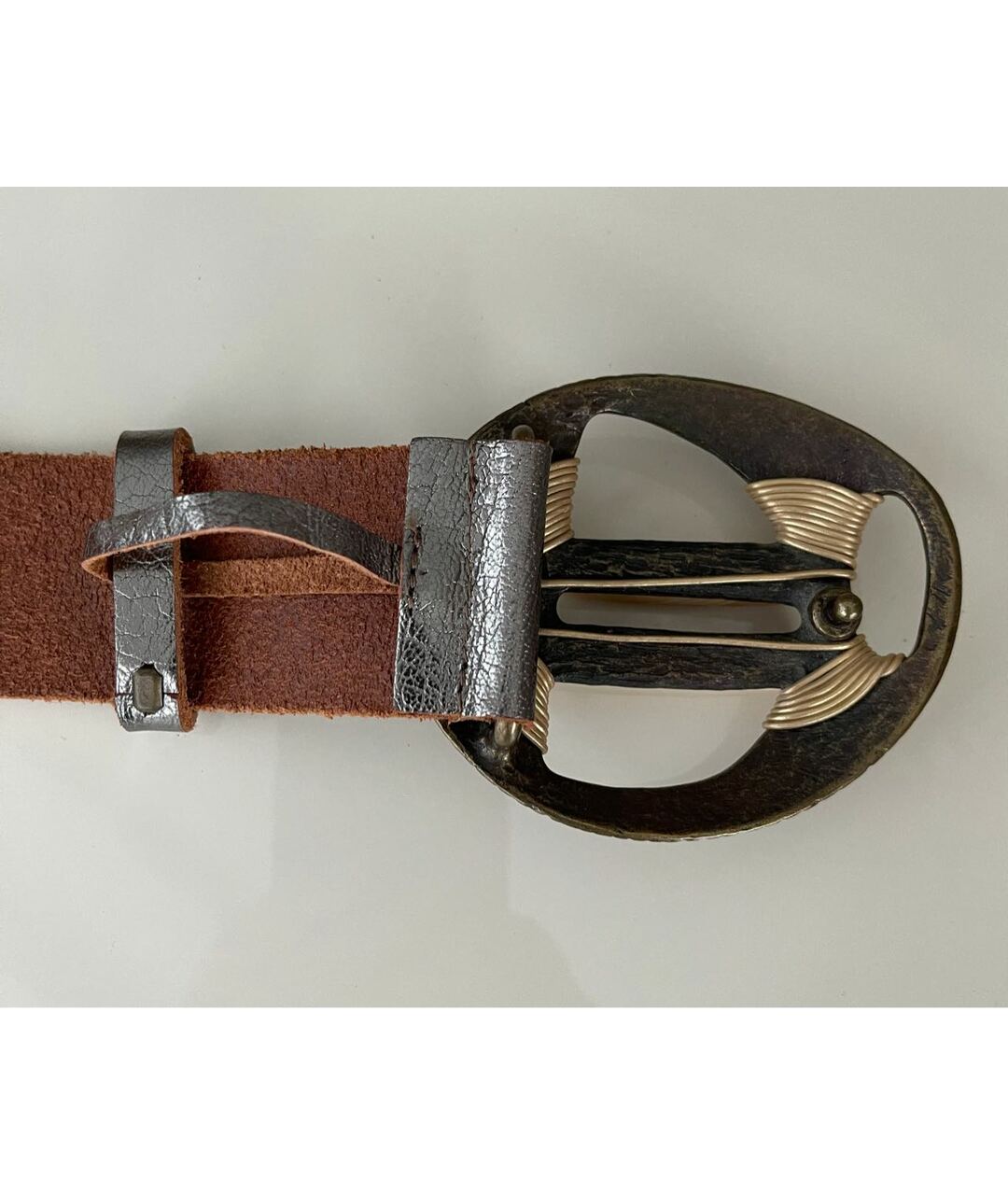 CAVALLI CLASS Серебрянный кожаный ремень, фото 5
