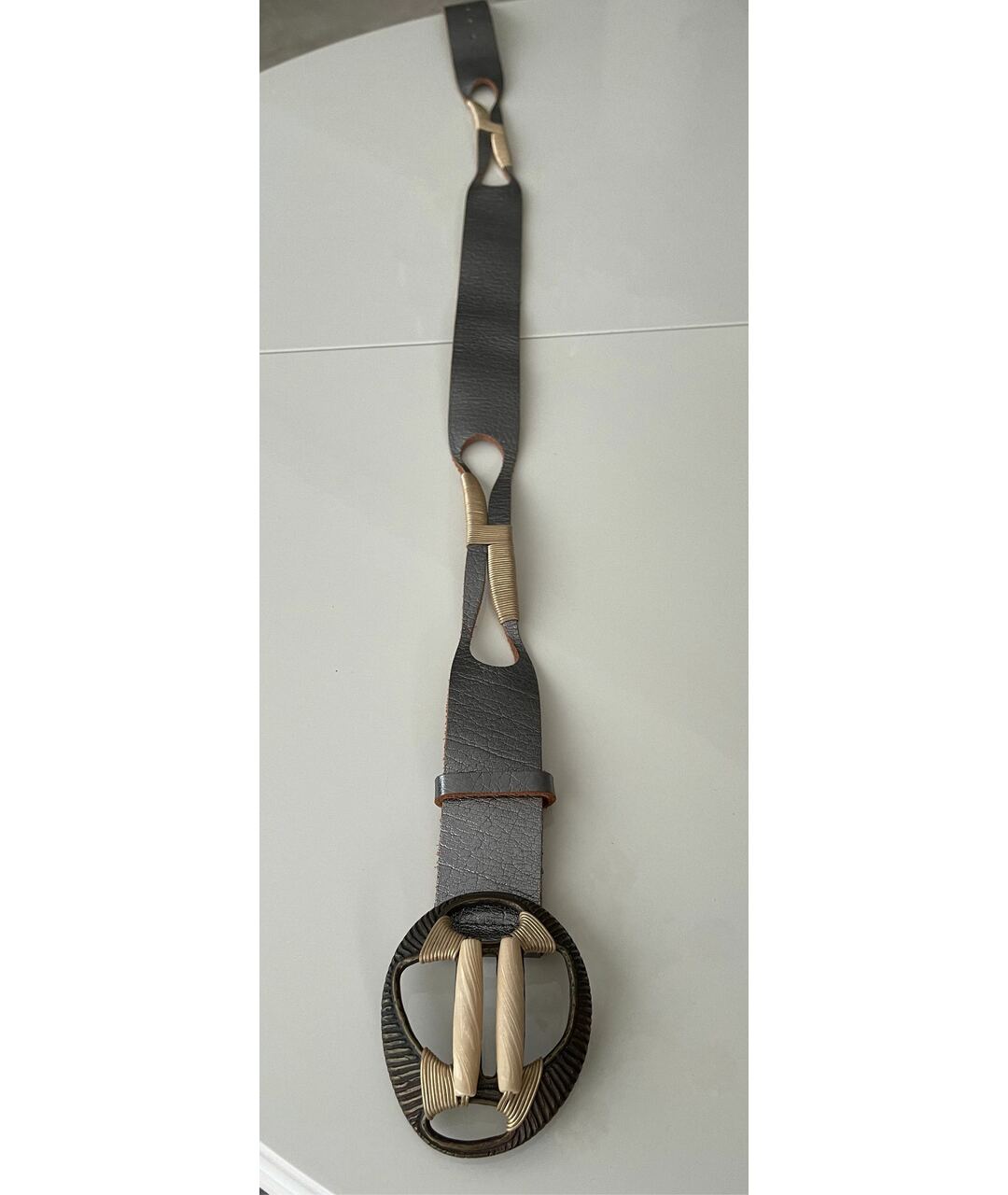 CAVALLI CLASS Серебрянный кожаный ремень, фото 2