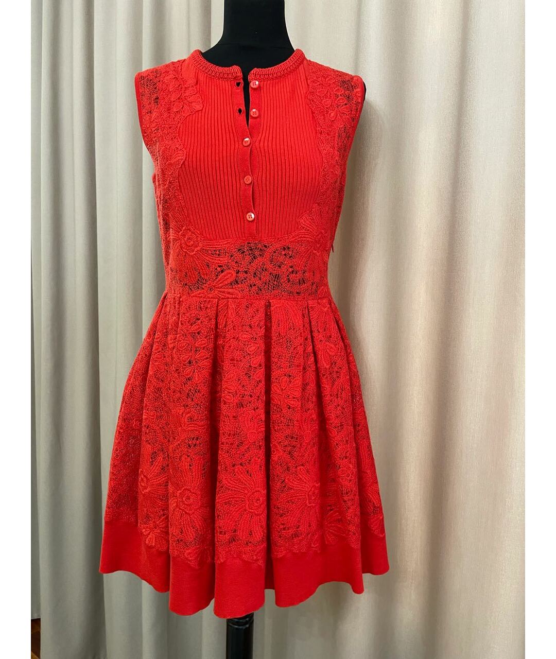 ERMANNO SCERVINO Красное кружевное коктейльное платье, фото 6
