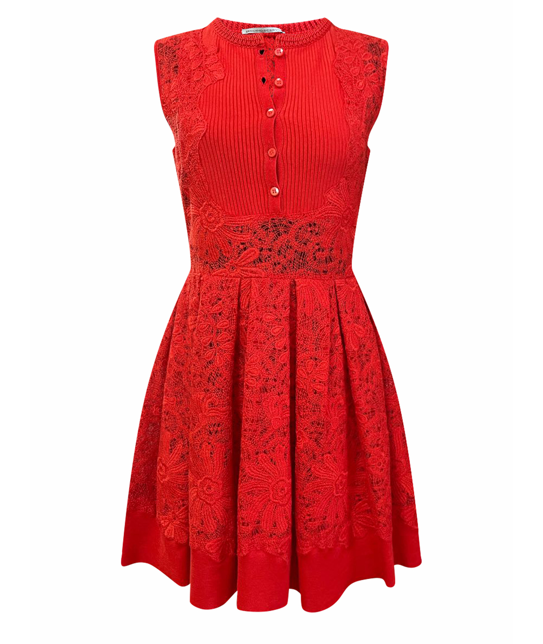 ERMANNO SCERVINO Красное кружевное коктейльное платье, фото 1