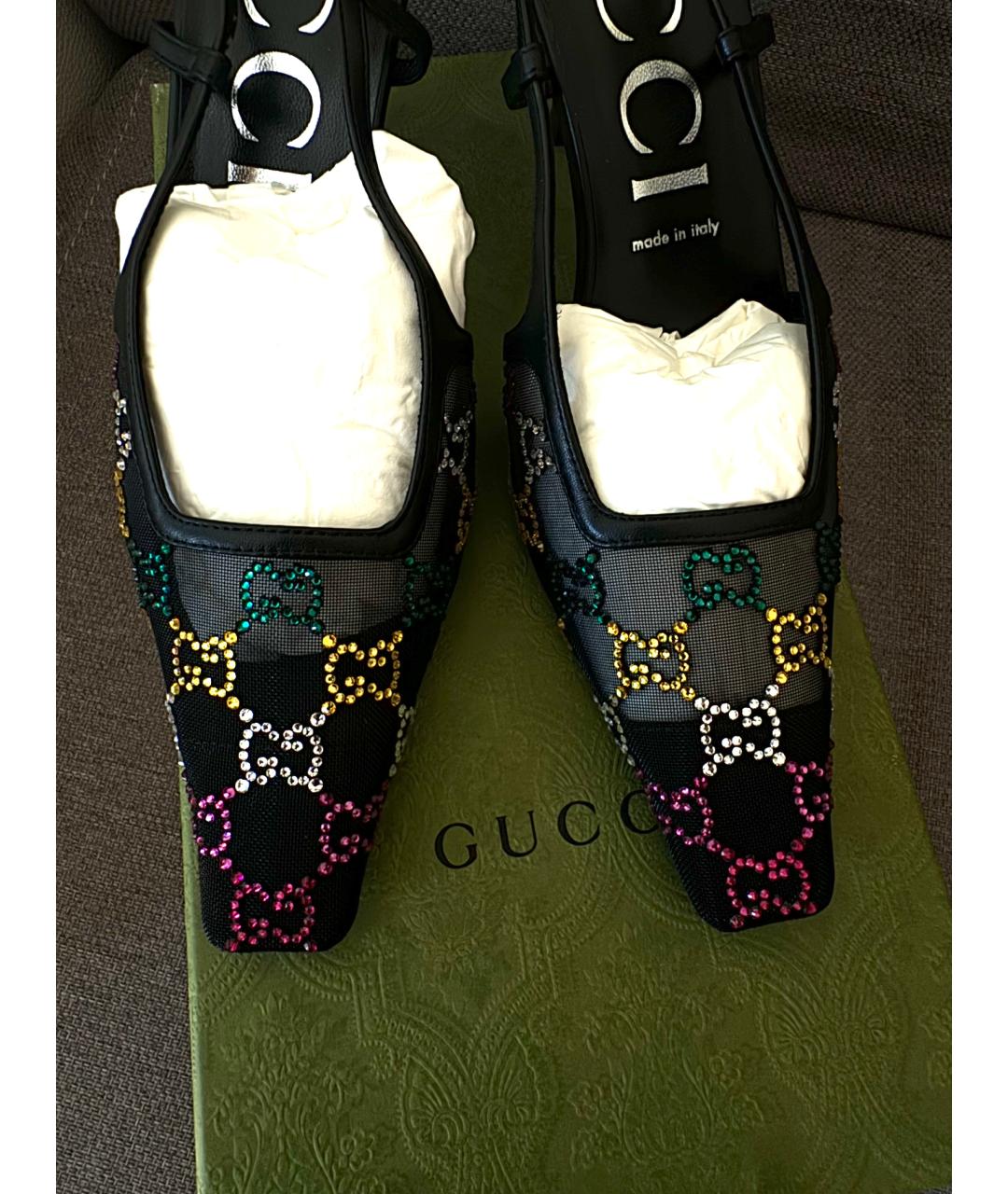 GUCCI Мульти текстильные лодочки на низком каблуке, фото 2