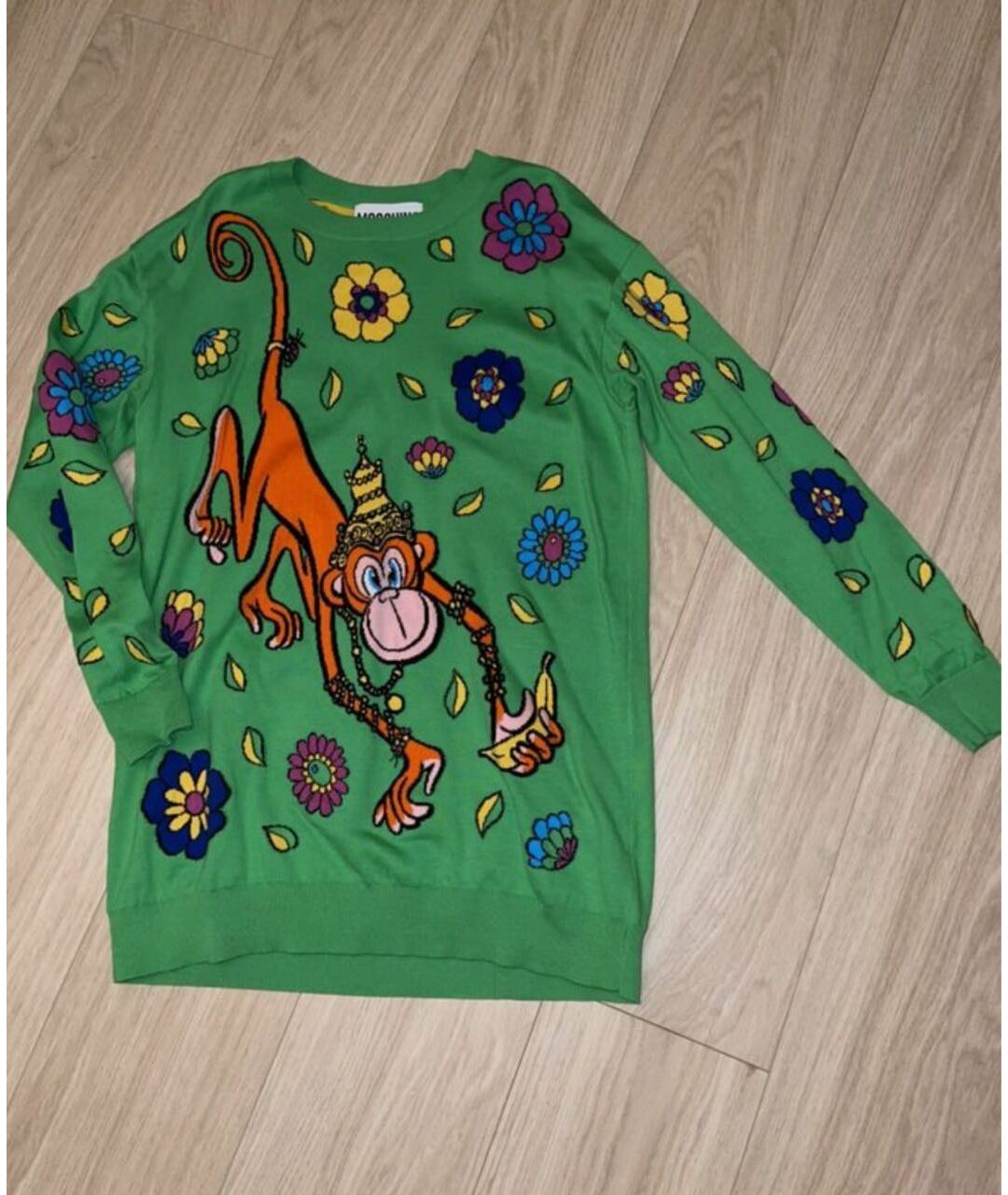 MOSCHINO Зеленый хлопковый джемпер / свитер, фото 2