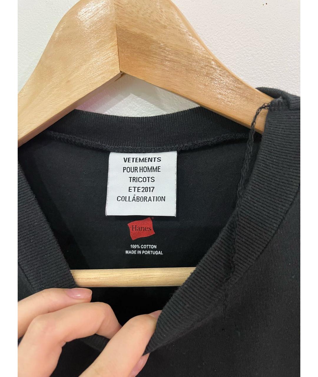 VETEMENTS Черная футболка, фото 4