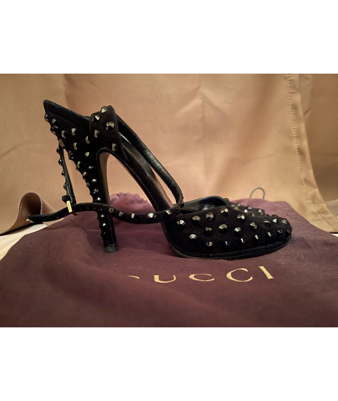 GUCCI Черные замшевые туфли, фото 8