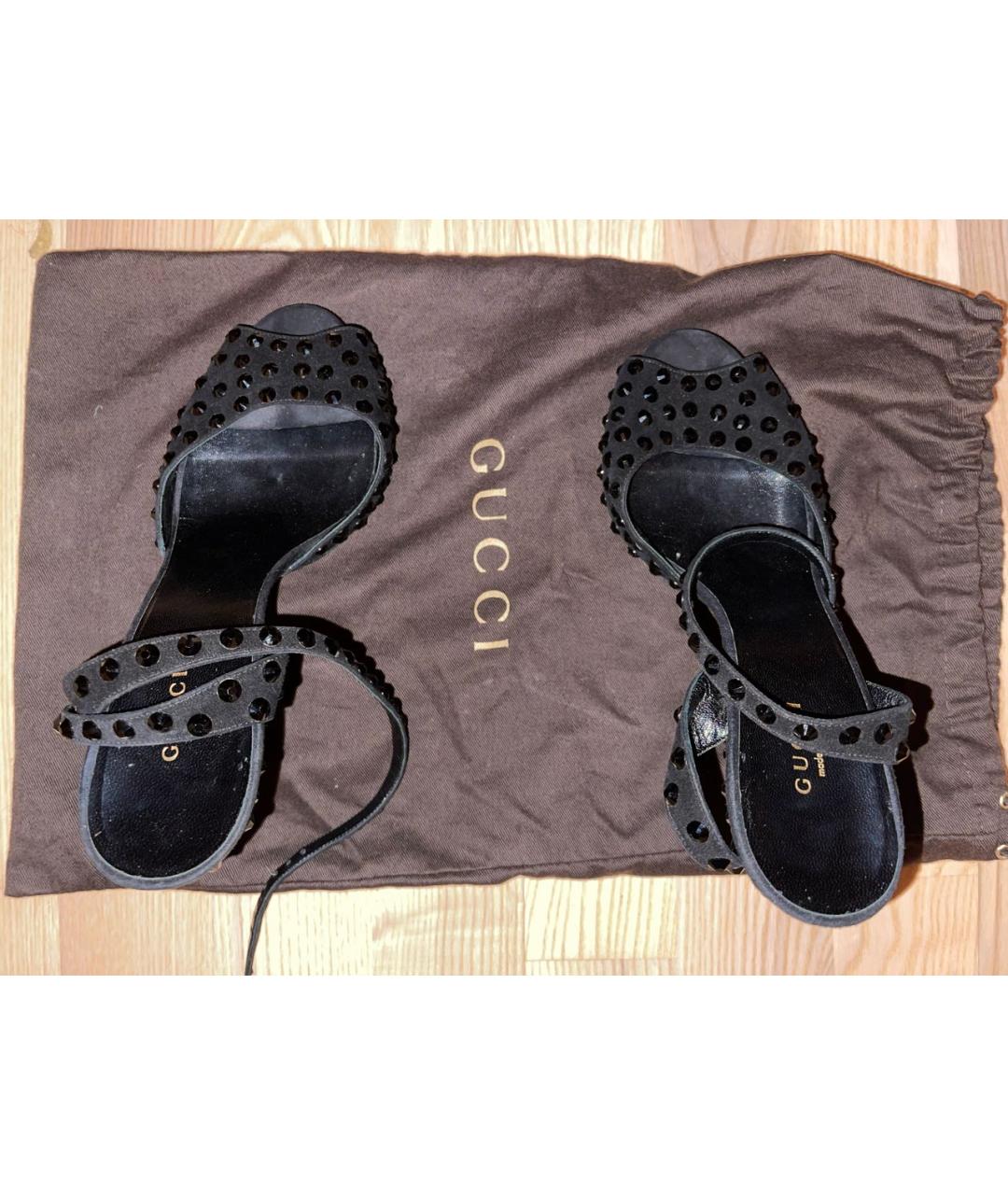 GUCCI Черные замшевые туфли, фото 3