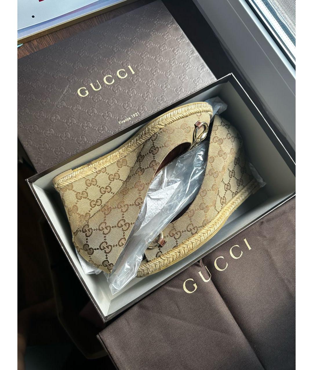 GUCCI Бежевые текстильные туфли, фото 5