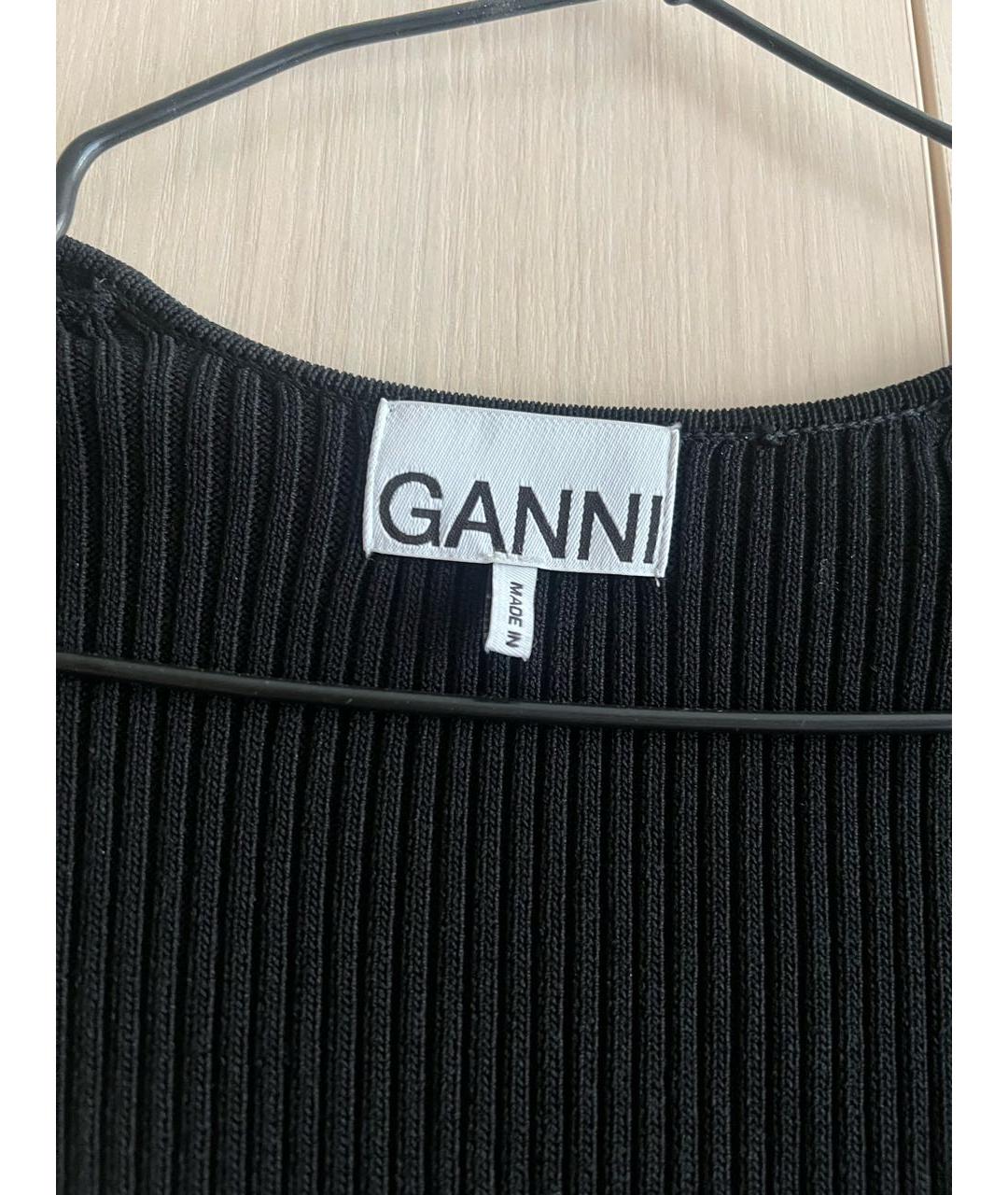 GANNI Черное вискозное повседневное платье, фото 3