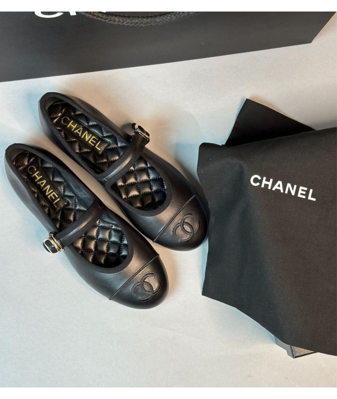 CHANEL Черные кожаные балетки, фото 2