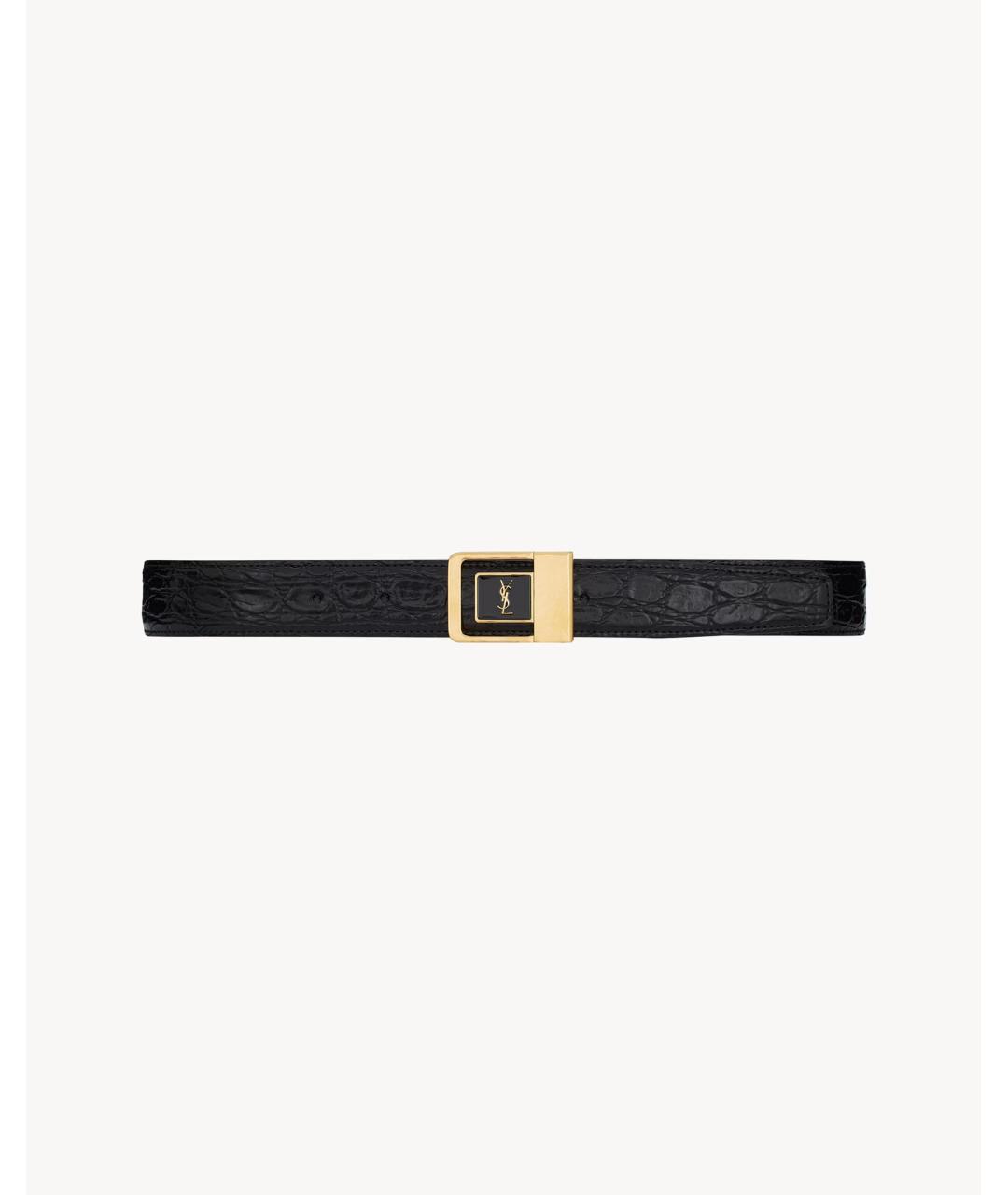SAINT LAURENT Черный кожаный ремень, фото 3