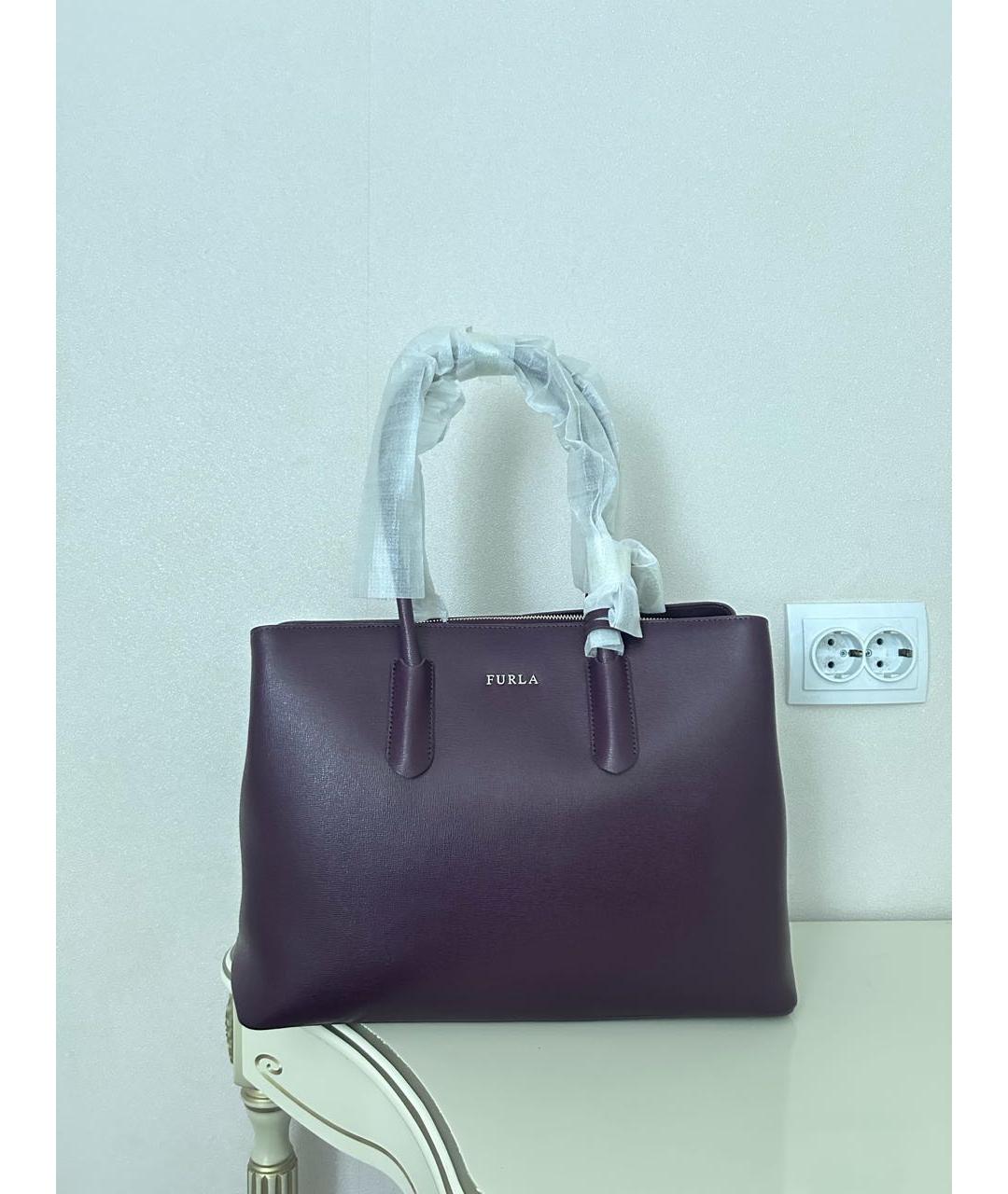 FURLA Фиолетовая кожаная сумка тоут, фото 9