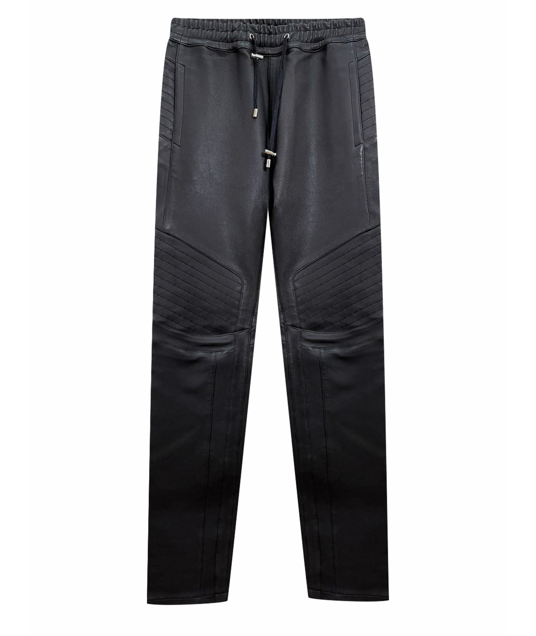 BALMAIN Черные кожаные брюки узкие, фото 1