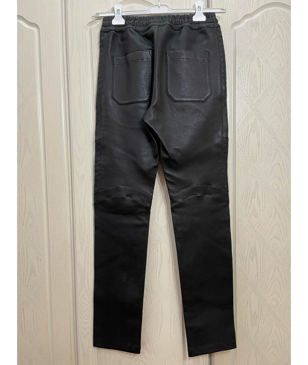 BALMAIN Черные кожаные брюки узкие, фото 2