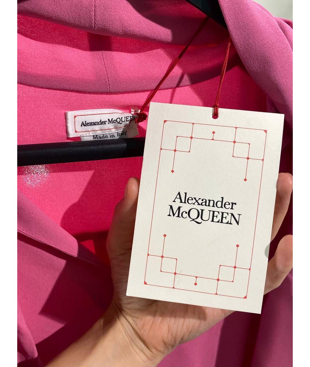 ALEXANDER MCQUEEN Розовое шелковое повседневное платье, фото 7