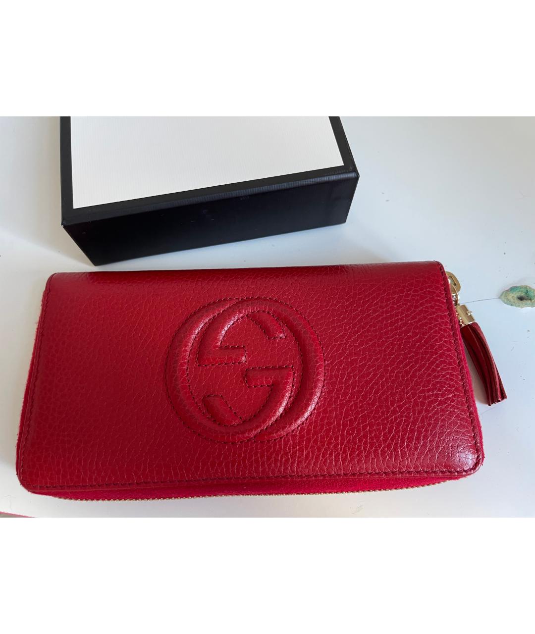 GUCCI Красный кожаный кошелек, фото 2