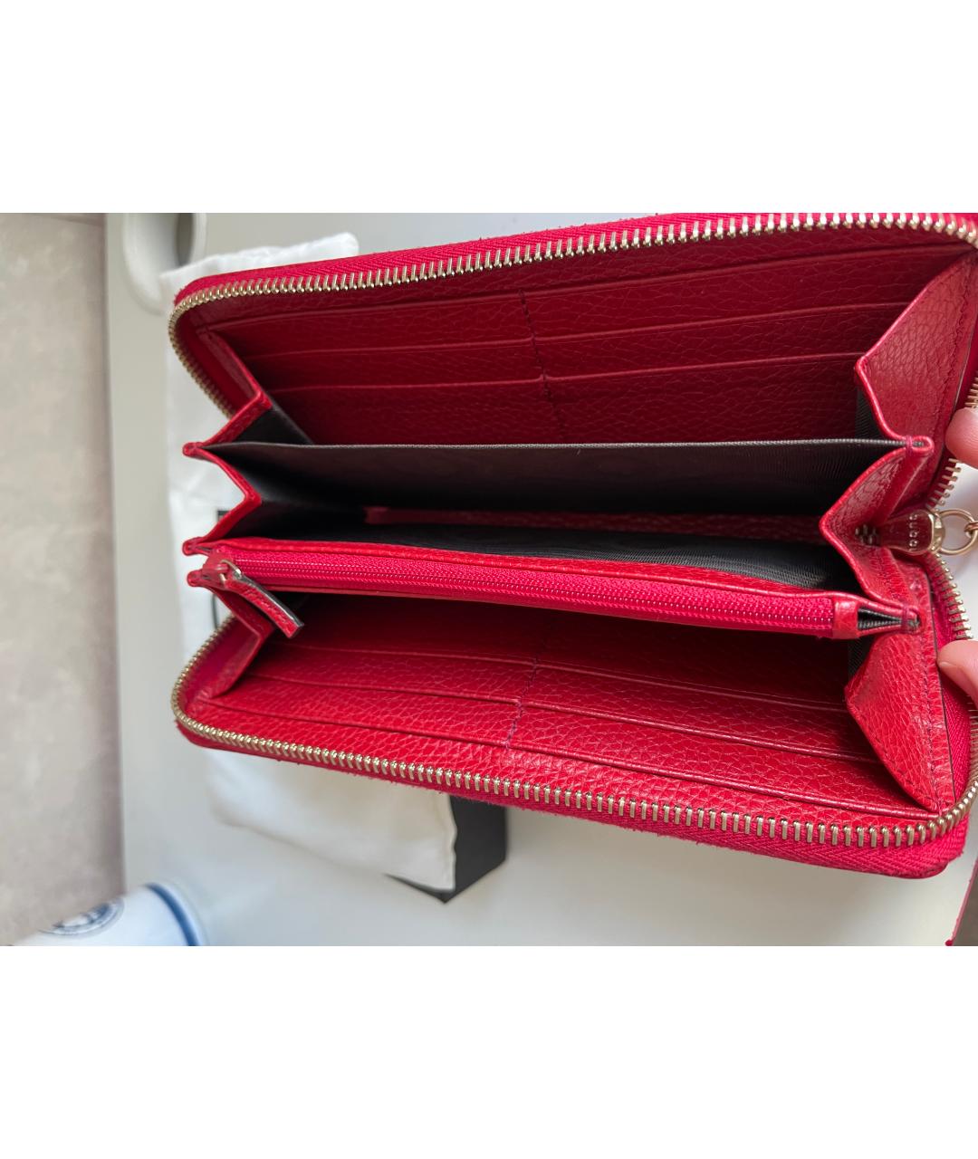 GUCCI Красный кожаный кошелек, фото 4