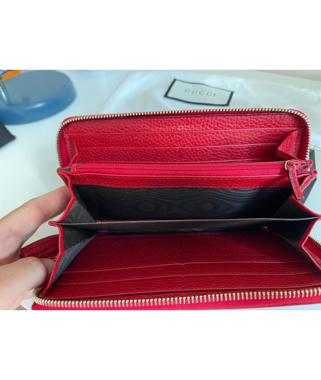 GUCCI Красный кожаный кошелек, фото 3
