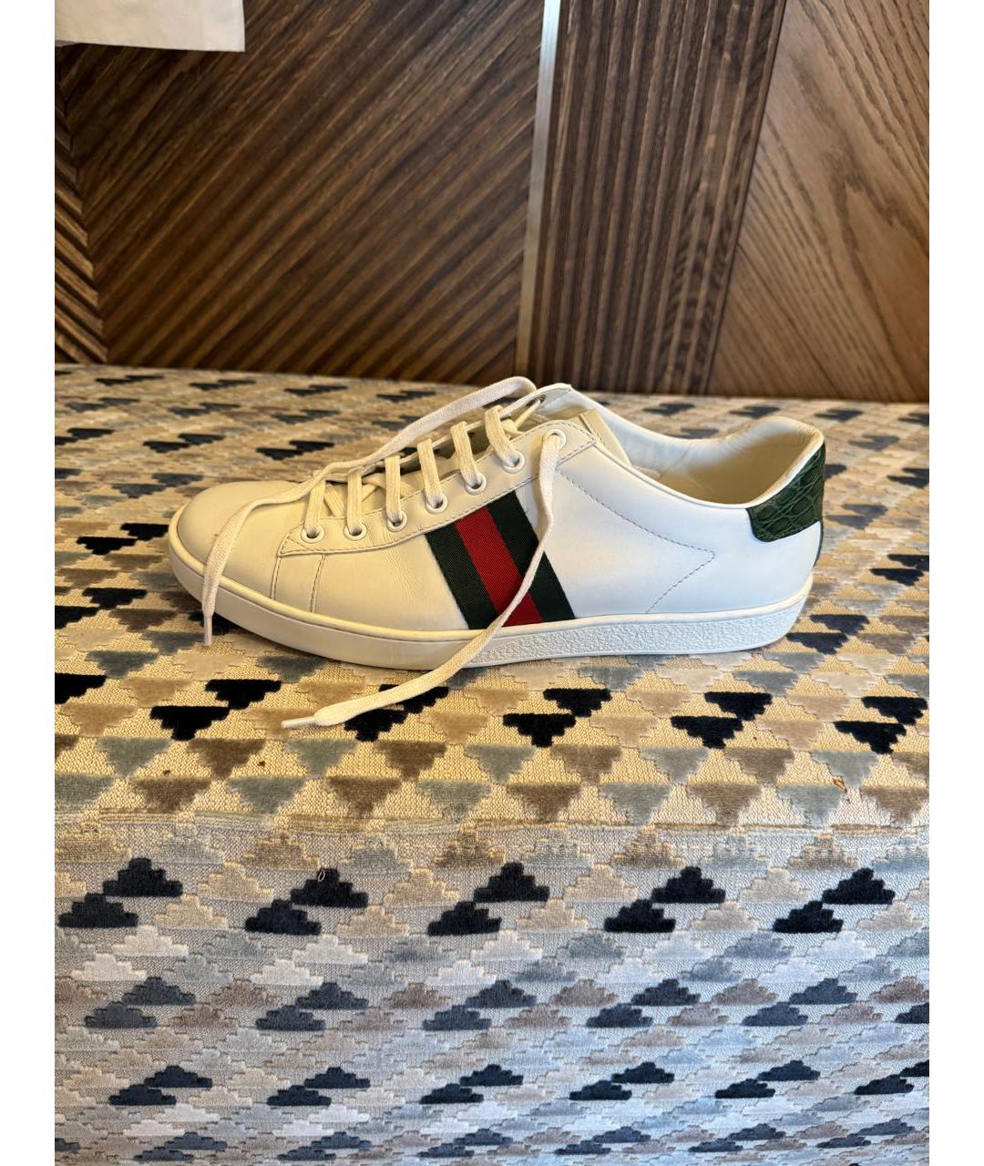 GUCCI Белые кожаные кеды, фото 9