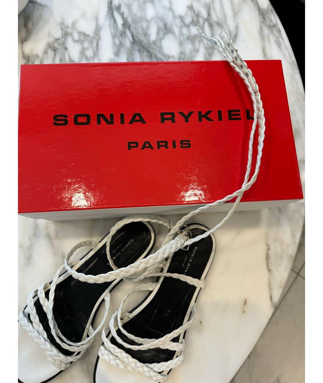 SONIA RYKIEL Белые кожаные сандалии, фото 4