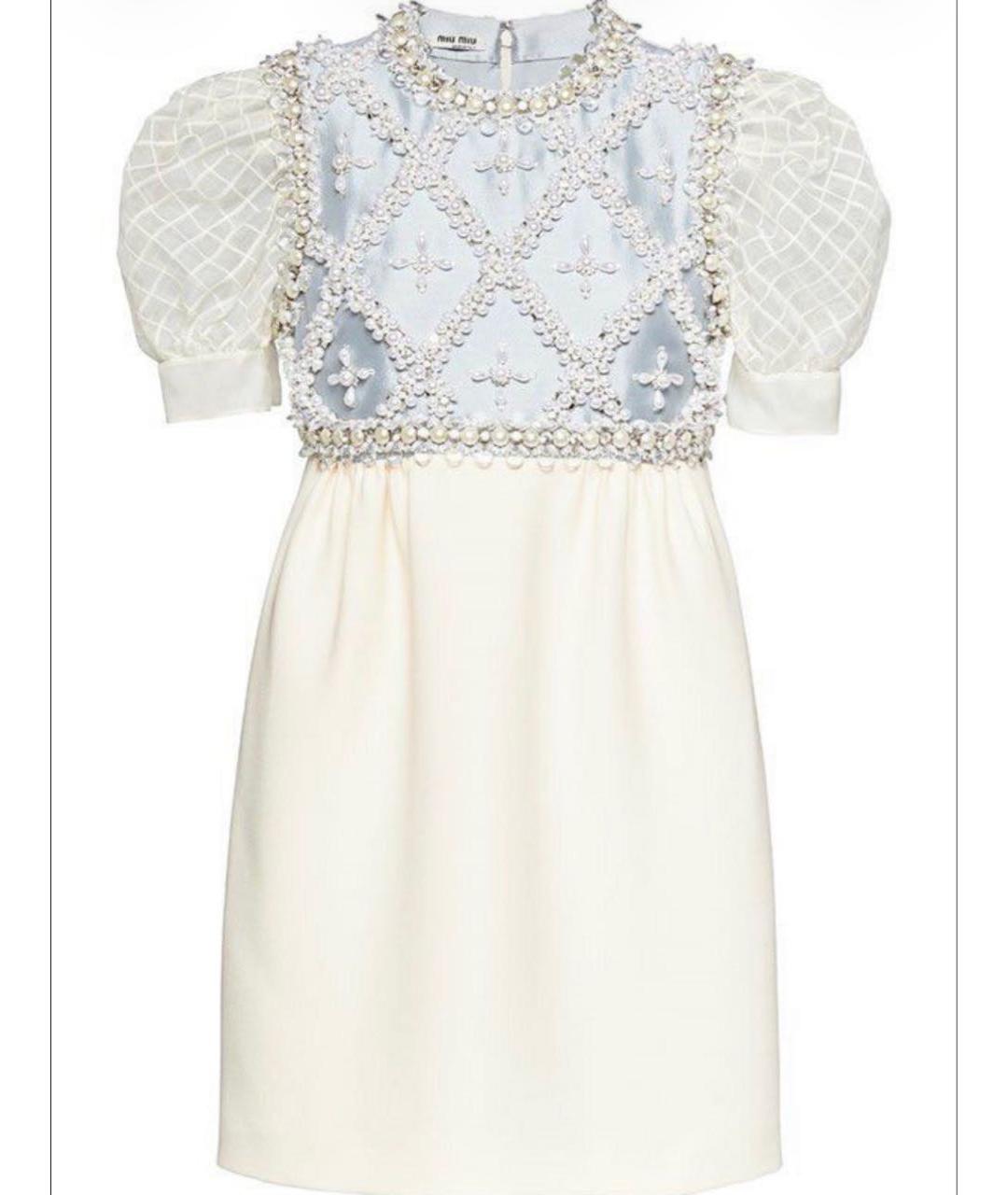 MIU MIU Голубое полиэстеровое коктейльное платье, фото 6