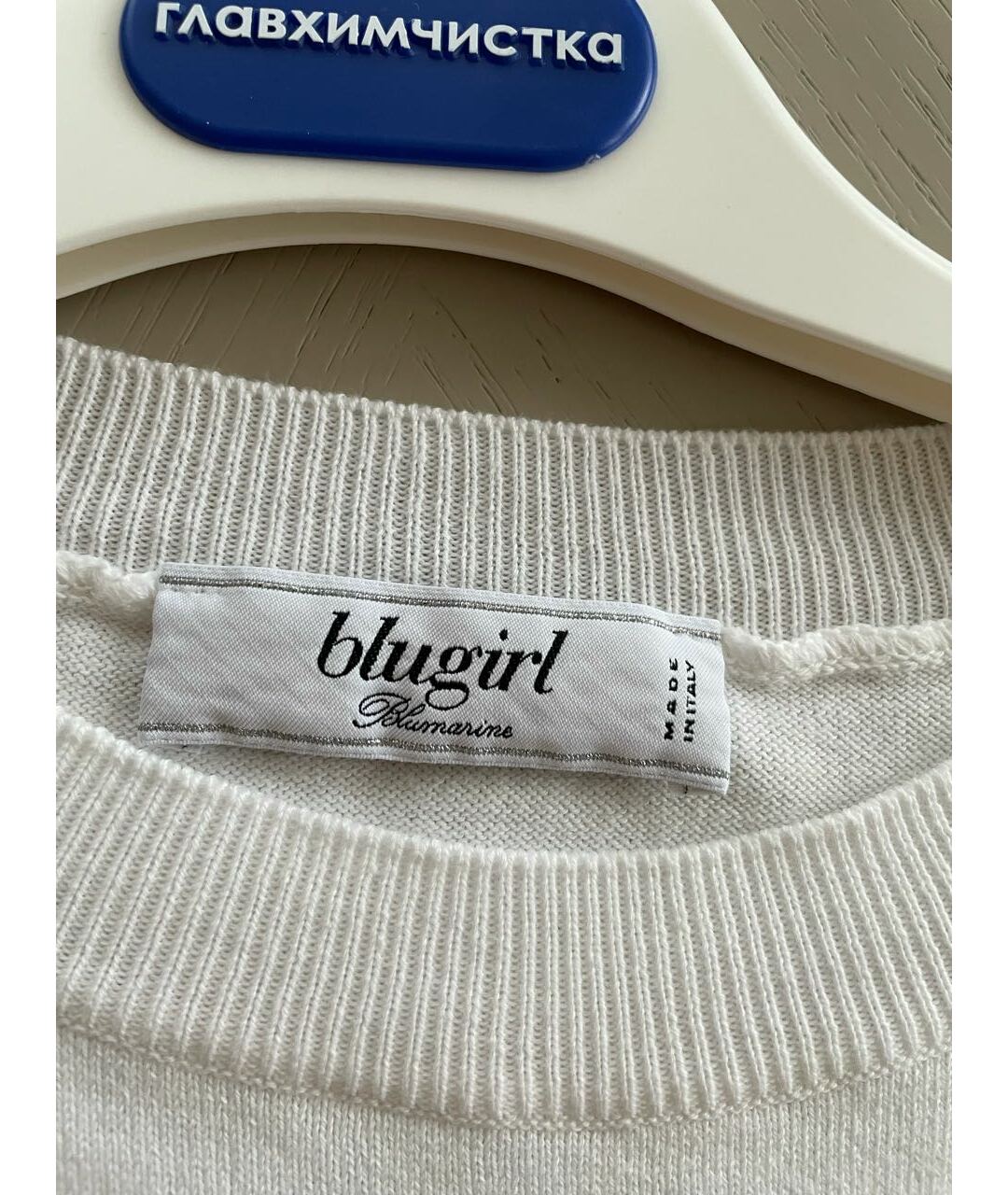BLUGIRL Белый хлопковый джемпер / свитер, фото 3