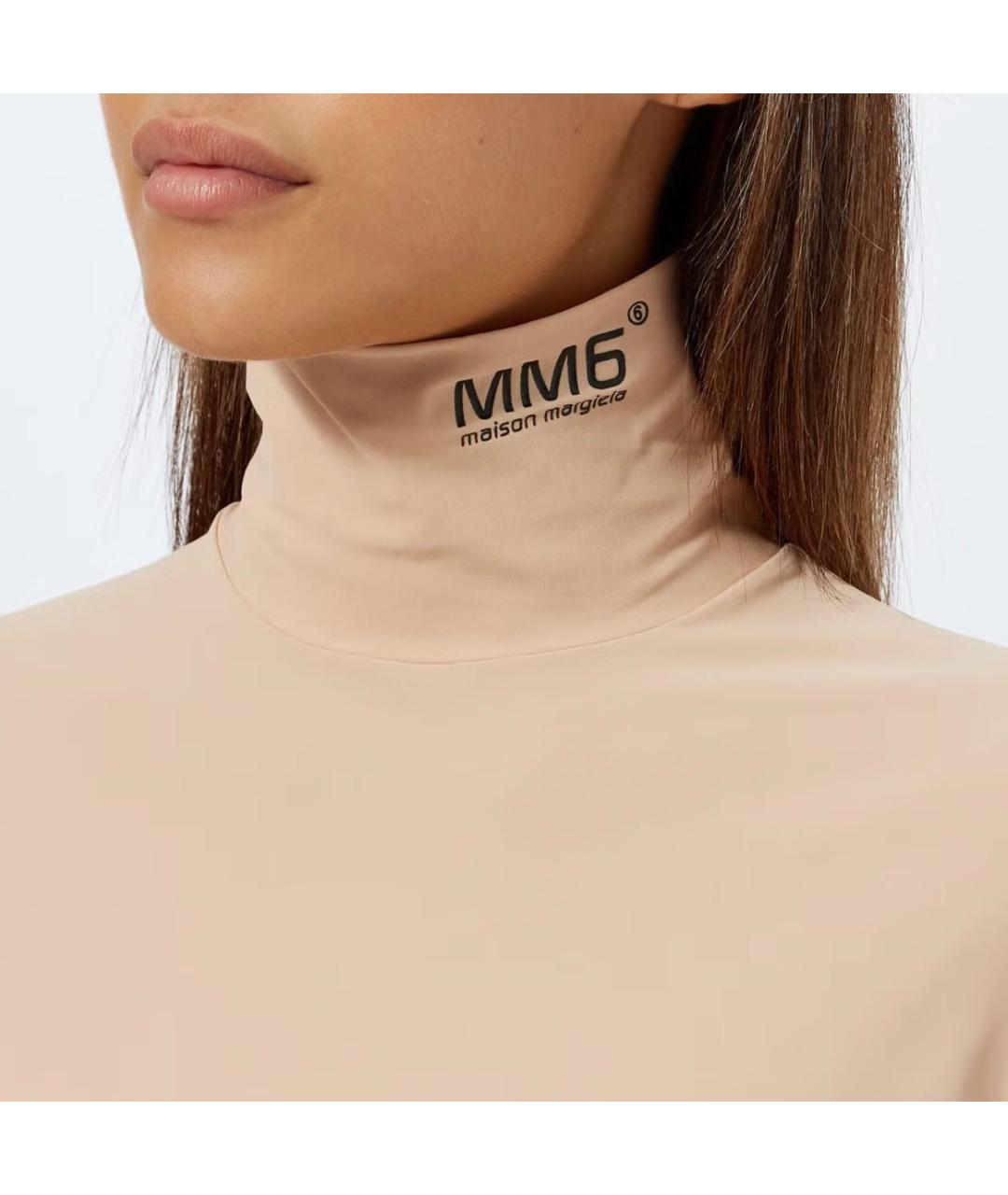 MM6 MAISON MARGIELA Бежевая хлопко-эластановая водолазка, фото 5